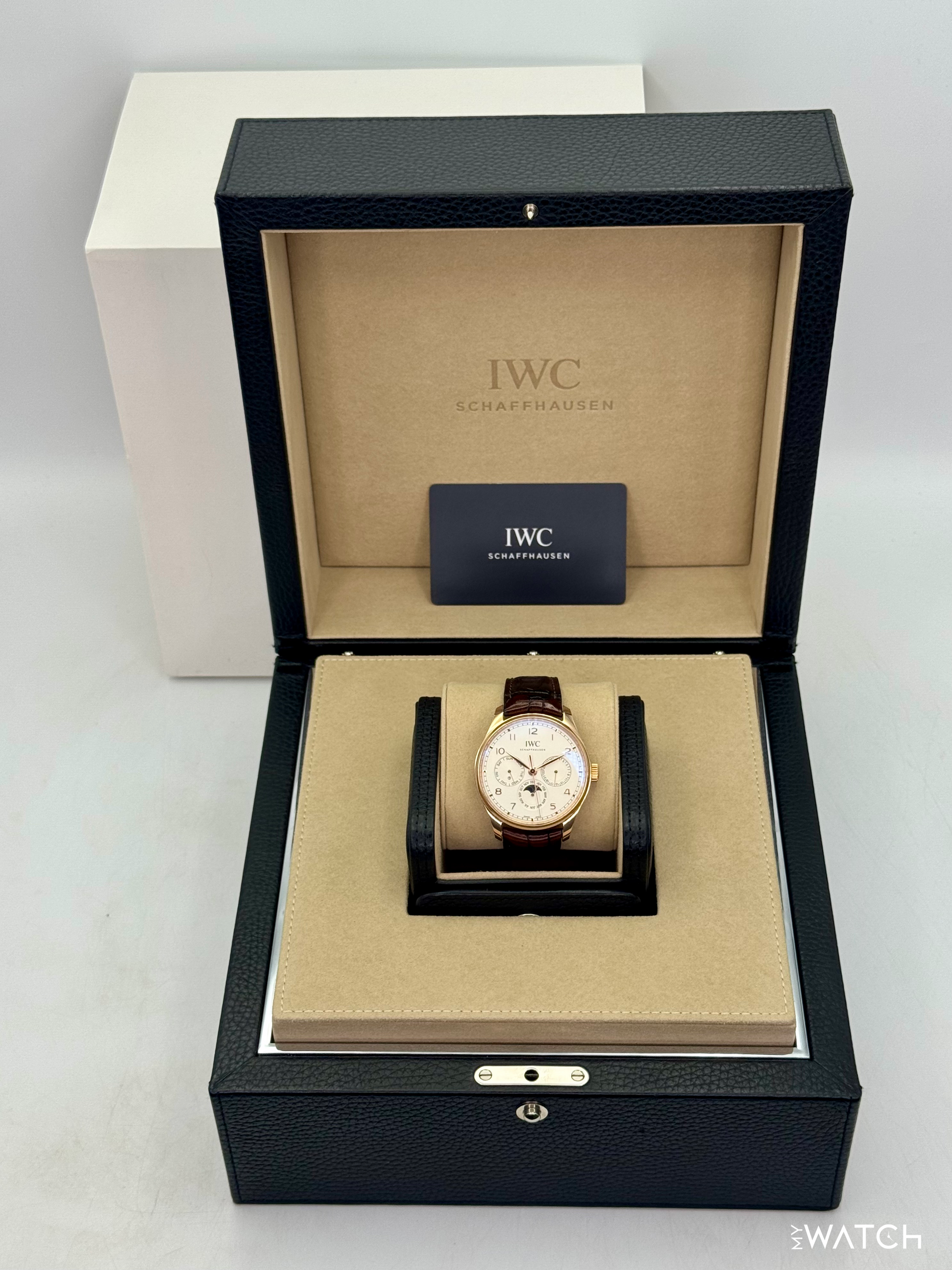 2025 IWC Portugieser Perpetual Calendar 42.4mm IW344202 Rose Gold Silver Dial - MyWatchLLC