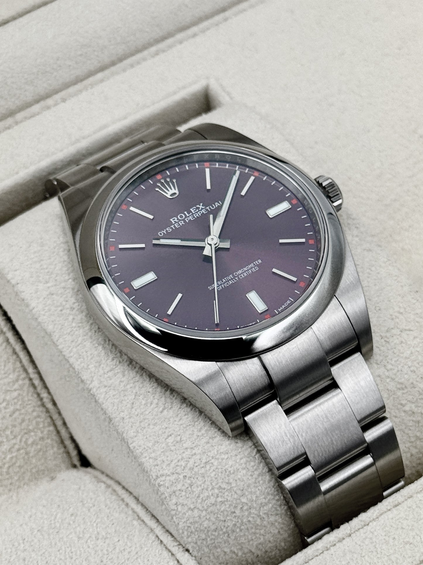 2018 Rolex Oyster Perpetual 39mm 114300 Stainless Steel Purple Dial (CPO)