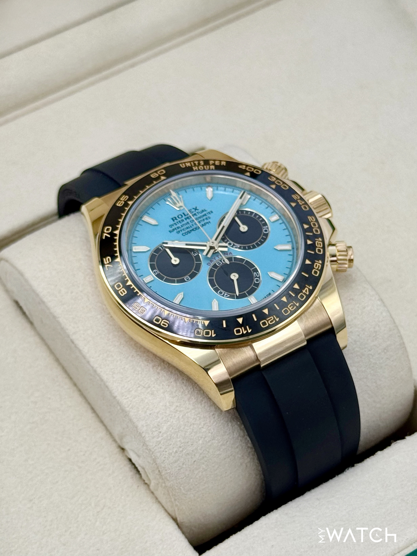 NEW 2025 Rolex Daytona 40mm 126518LN Yellow Gold Oysterflex Turquoise Dial