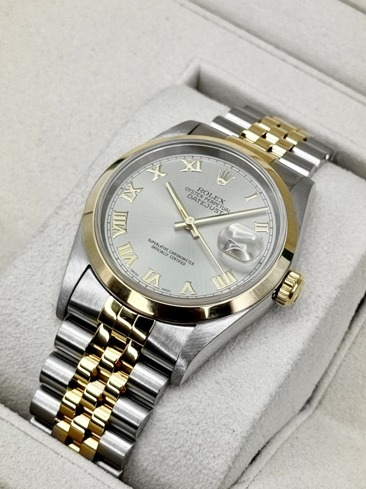 2005 Rolex Datejust 36mm 16203 Two-Tone Jubilee Silver Roman Numeral Dial (Collectors Set)
