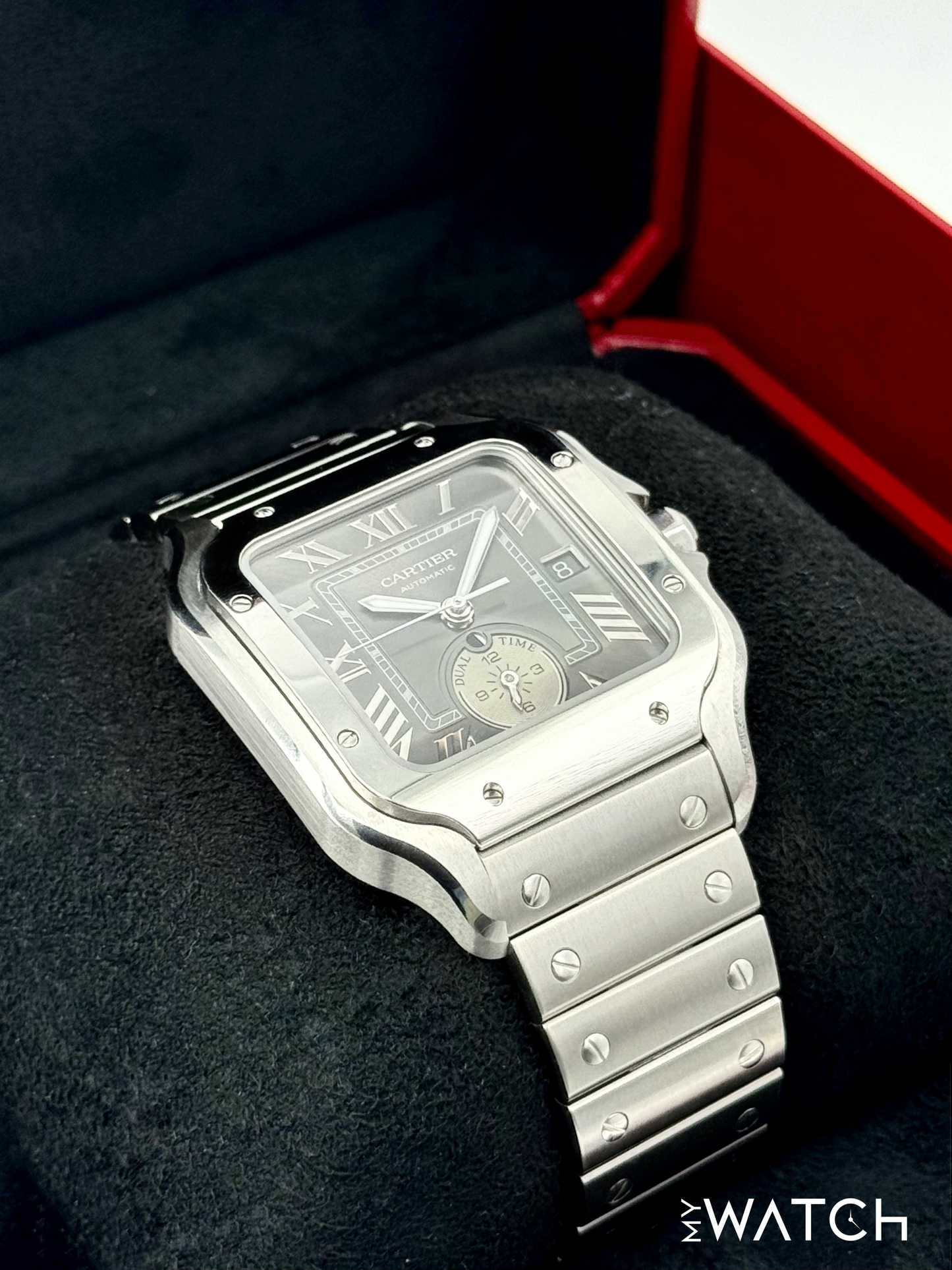 2024 Cartier Santos Dual Time 40.2mm WSSA0076 Stainless Steel Gray Dial