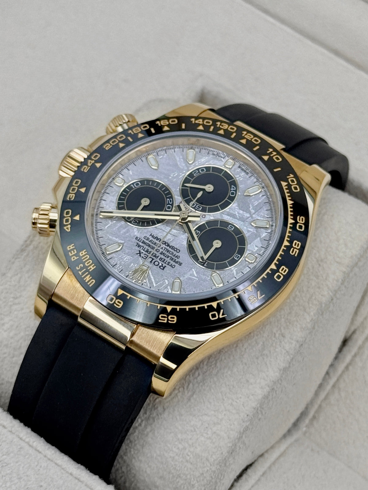2022 Rolex Daytona 40mm 116518LN Yellow Gold Oysterflex Meteorite Dial