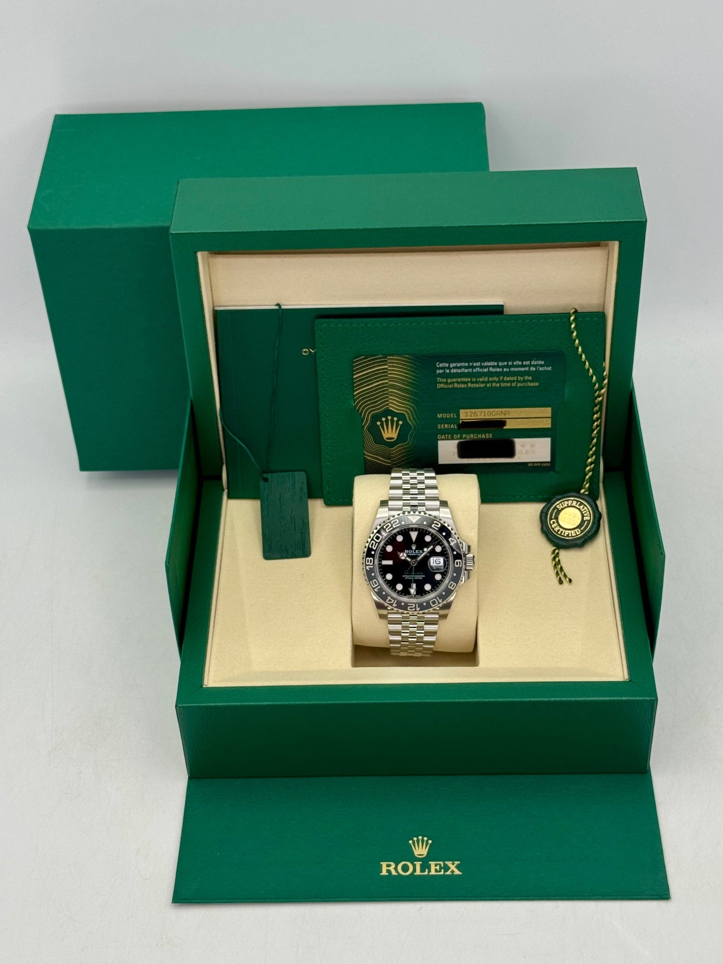 NEW 2026 Rolex GMT-Master II Bruce Wayne 40mm 126710GRNR Jubilee (NEW STYLE CARD)