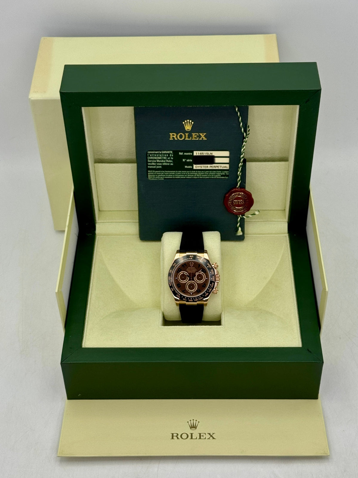 2012 Rolex Daytona 40mm 116515LN Rose Gold Oysterflex Chocolate Dial