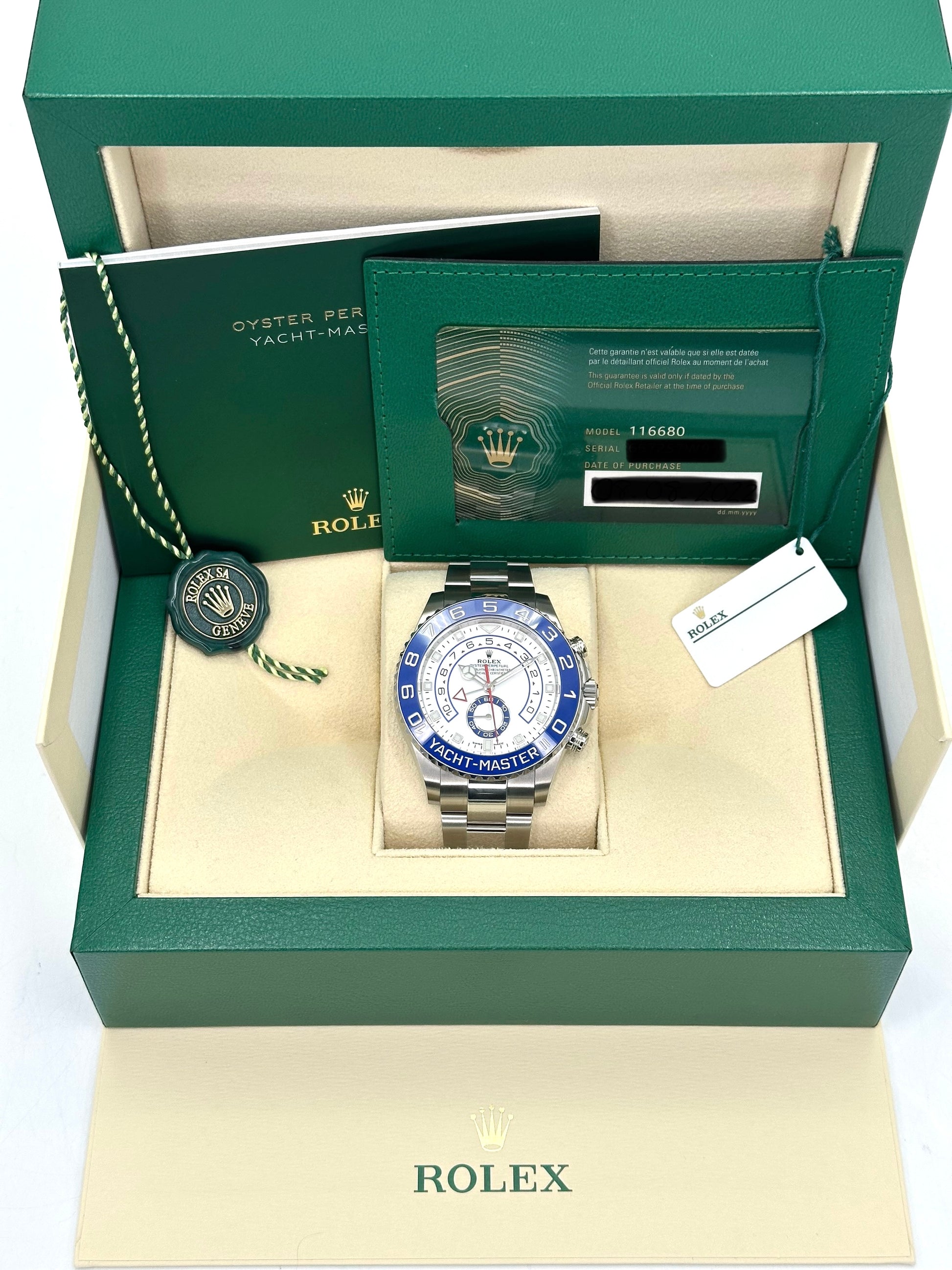 2022 Rolex Yacht-Master II 44mm 116680 Stainless Steel White Dial - MyWatchLLC