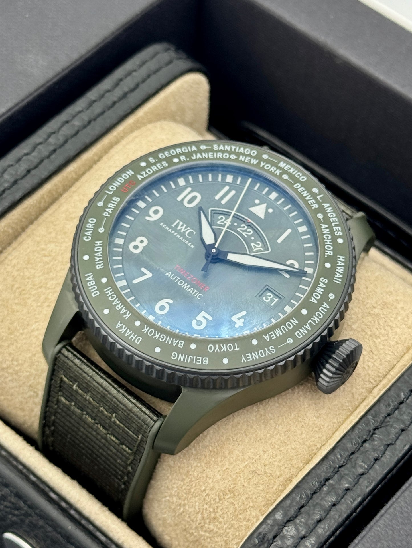 2024 IWC Timezoner Top Gun Woodland Pilot's 46mm IW395601 Ceramic Green Dial