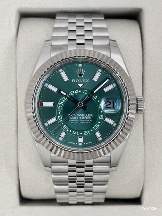 2026 Rolex Sky-Dweller 42mm 336934 Stainless Steel Jubilee Green Dial - MyWatchLLC