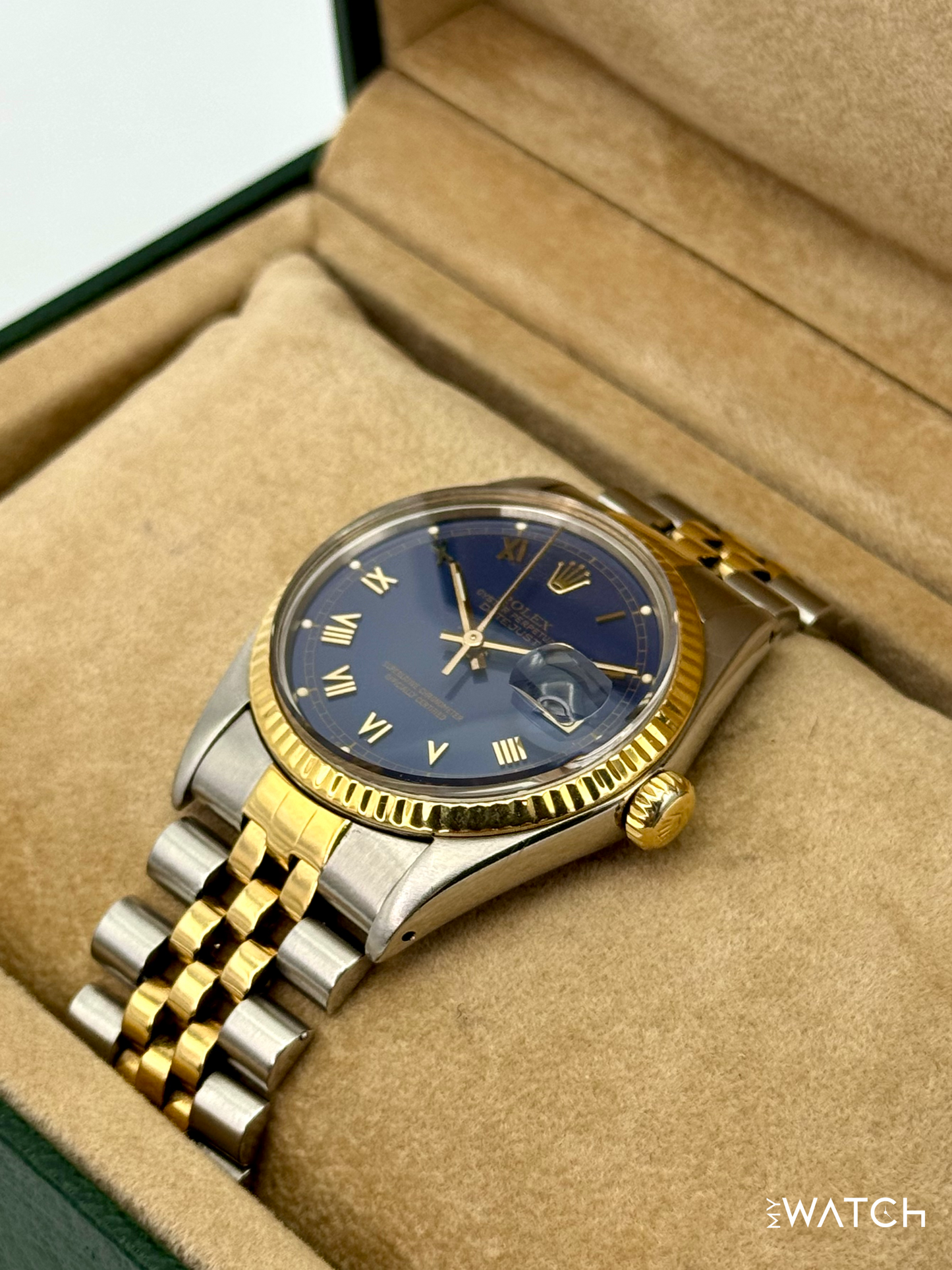 1985 Rolex Datejust 36mm 16013 Two-Tone Jubilee Blue Roman Numeral Dial