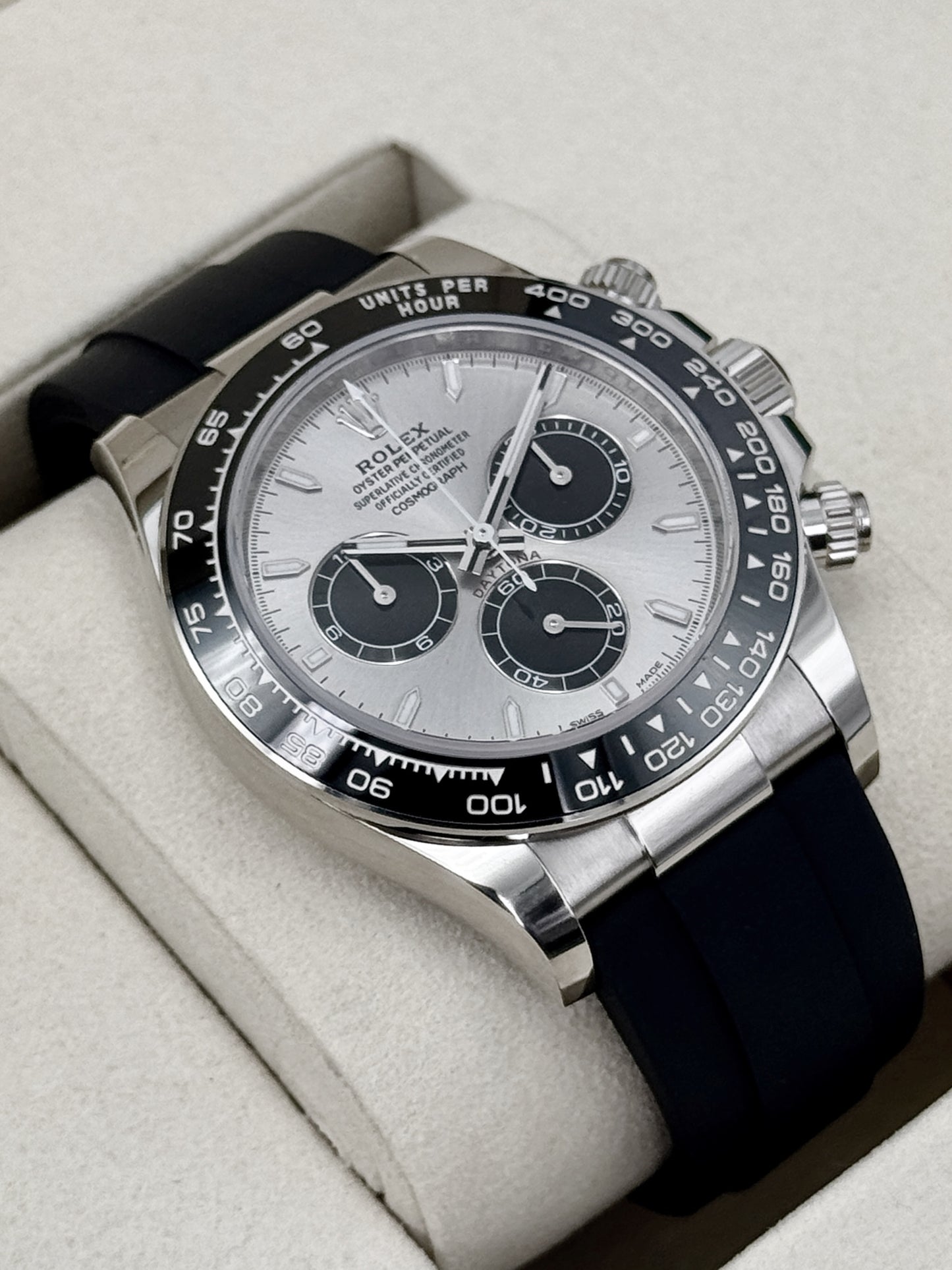 NEW 2026 Rolex Daytona 40mm 126519LN White Gold Oysterflex Silver Ghost Dial (NEW CARD STYLE)