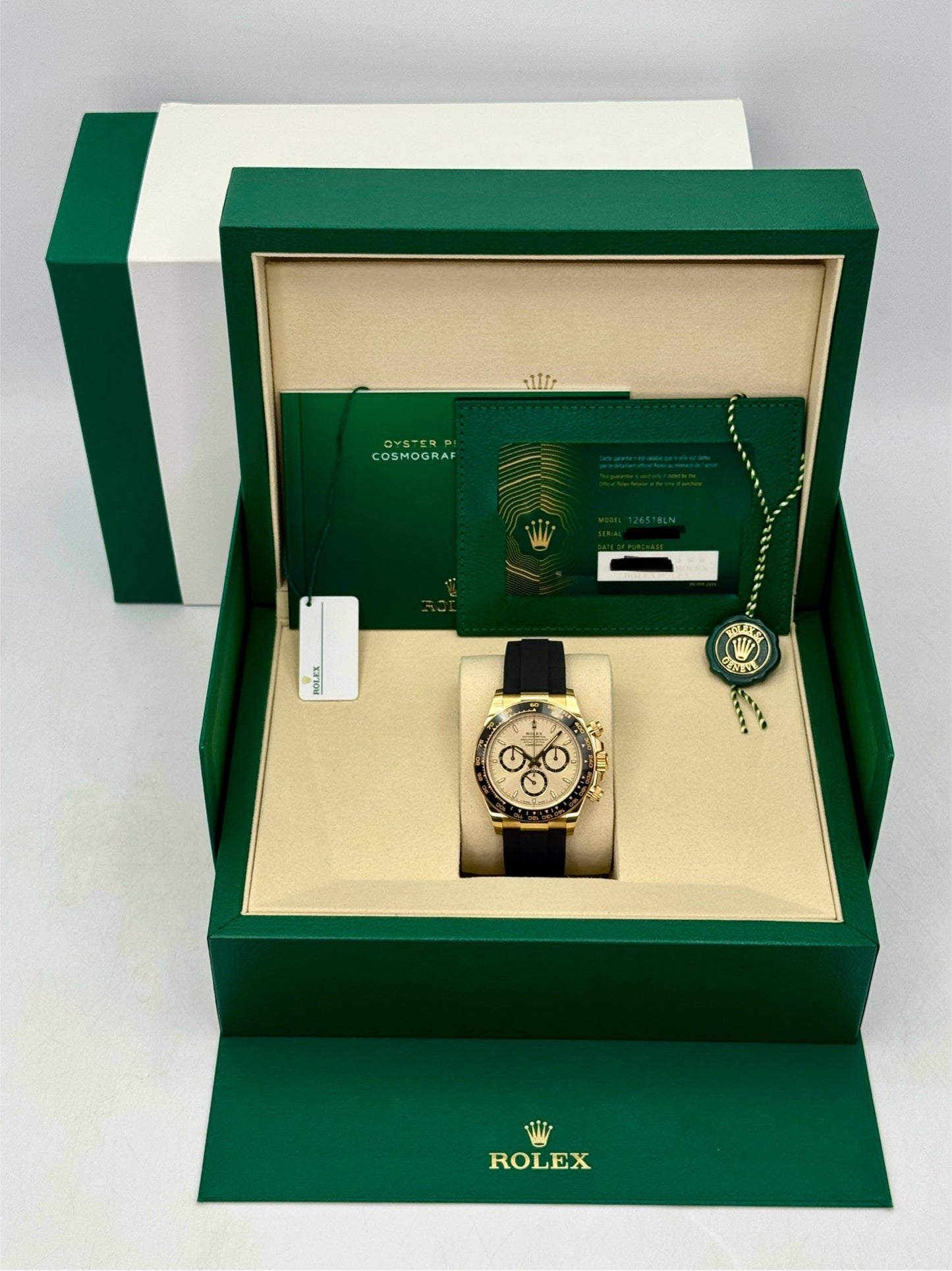 NEW 2026 Rolex Daytona 40mm 126518LN Yellow Gold Oysterflex Champagne Dial