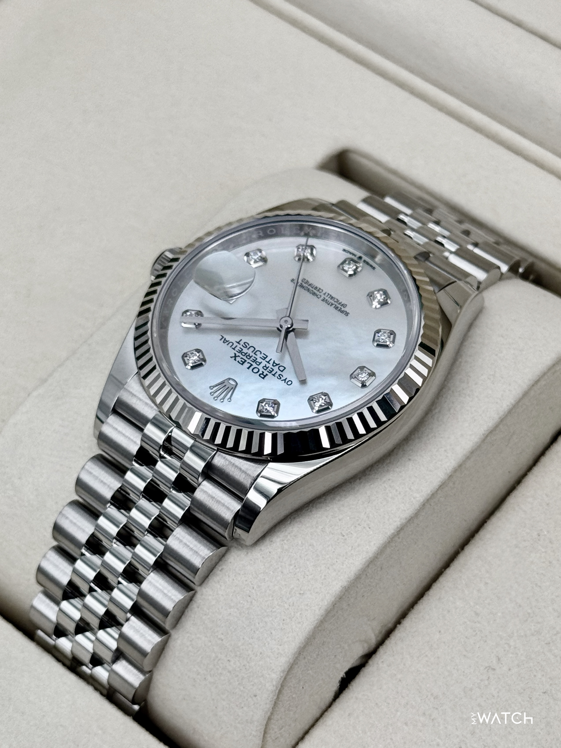 NEW 2026 Rolex Datejust 36mm 126234 Stainless Steel MOP Diamond Dial (STICKERED) - MyWatchLLC