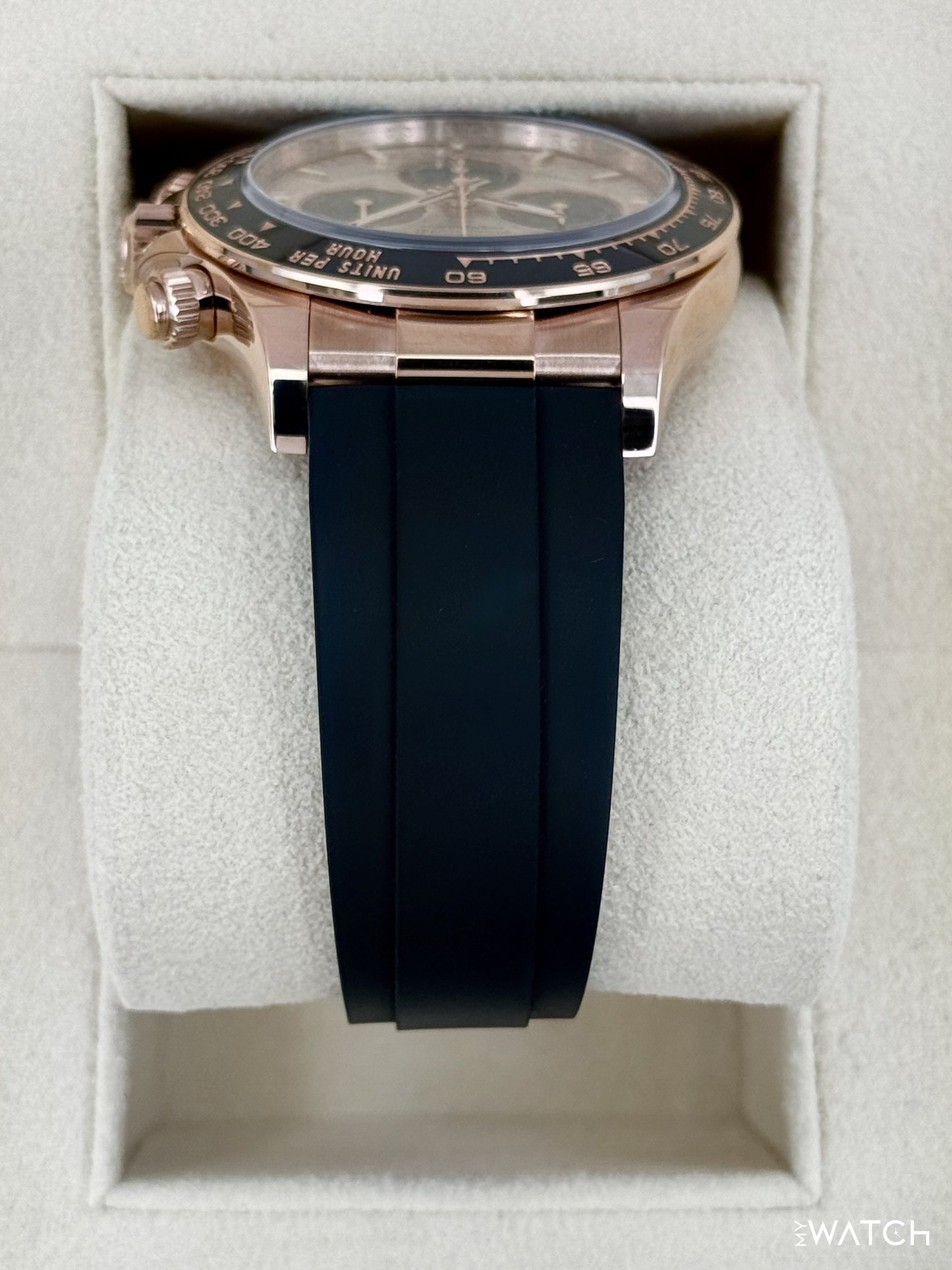 2025 Rolex Daytona 40mm 126515LN Rose Gold Oysterflex Sundust Dial - MyWatchLLC