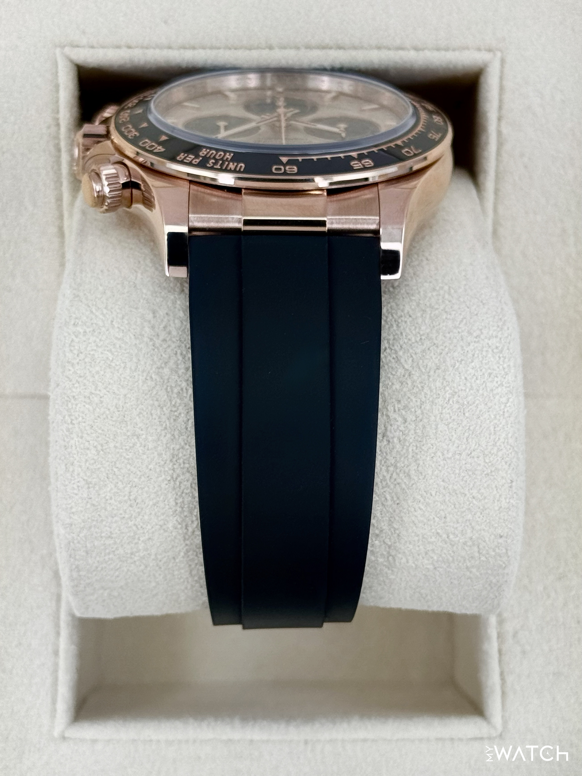 2025 Rolex Daytona 40mm 126515LN Rose Gold Oysterflex Sundust Dial - MyWatchLLC