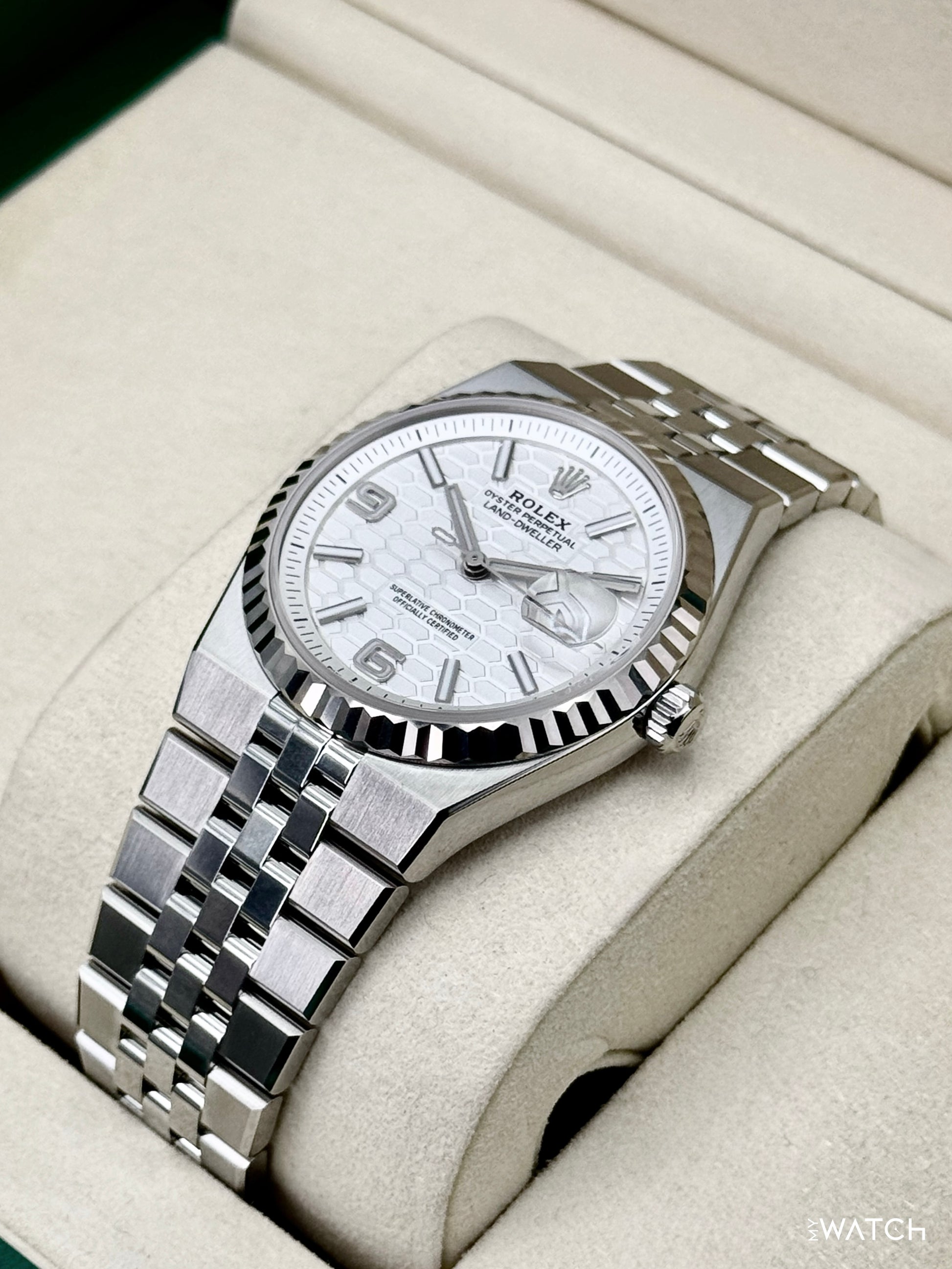 NEW 2026 Rolex Land-Dweller 36mm 127234 Stainless Steel Flat Jubilee White Dial - MyWatchLLC