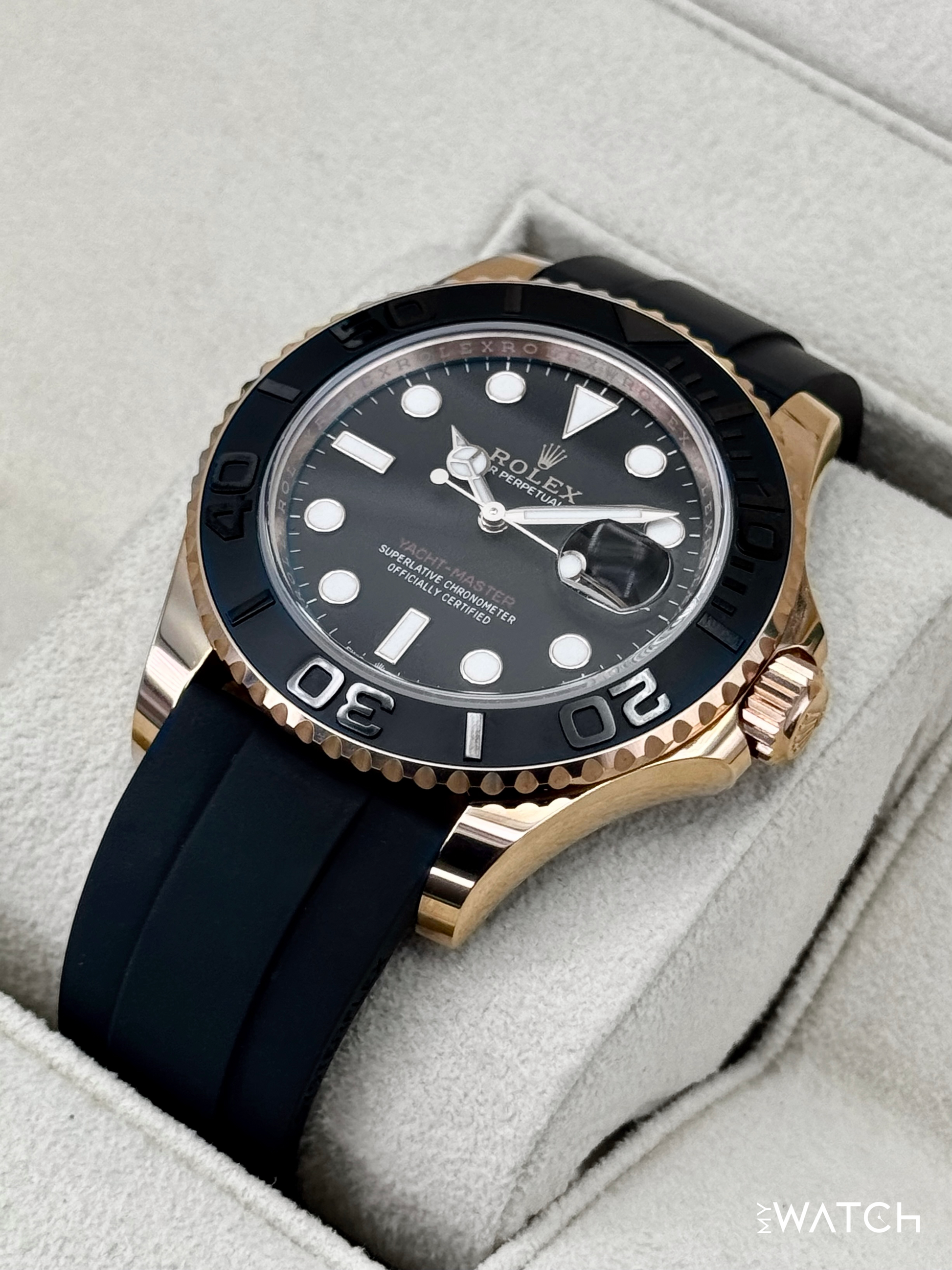 NEW 2024 Rolex Yacht-Master 40mm 126655 Rose Gold Oysterflex Black Dial - MyWatchLLC
