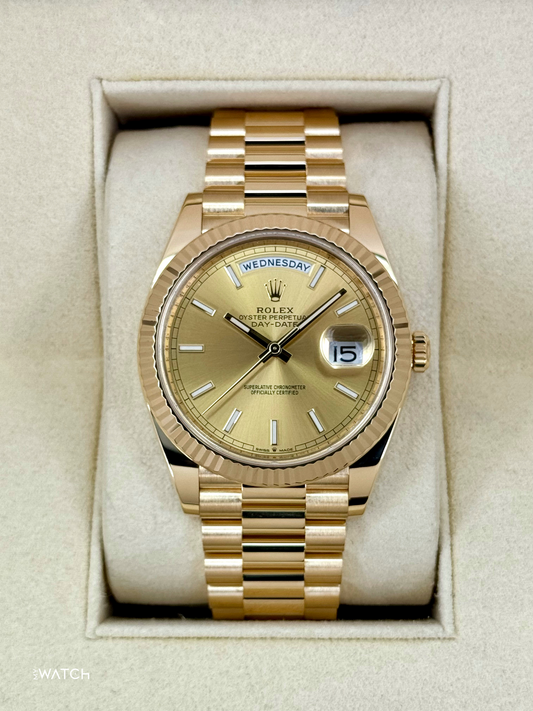 2020 Rolex Day-Date 40mm 228238 Champagne Stick Dial