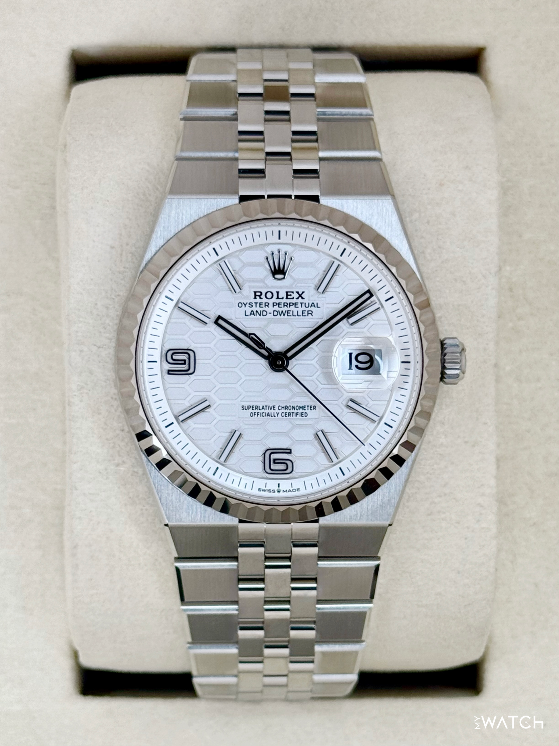 NEW 2026 Rolex Land-Dweller 36mm 127234 Stainless Steel Flat Jubilee White Dial - MyWatchLLC