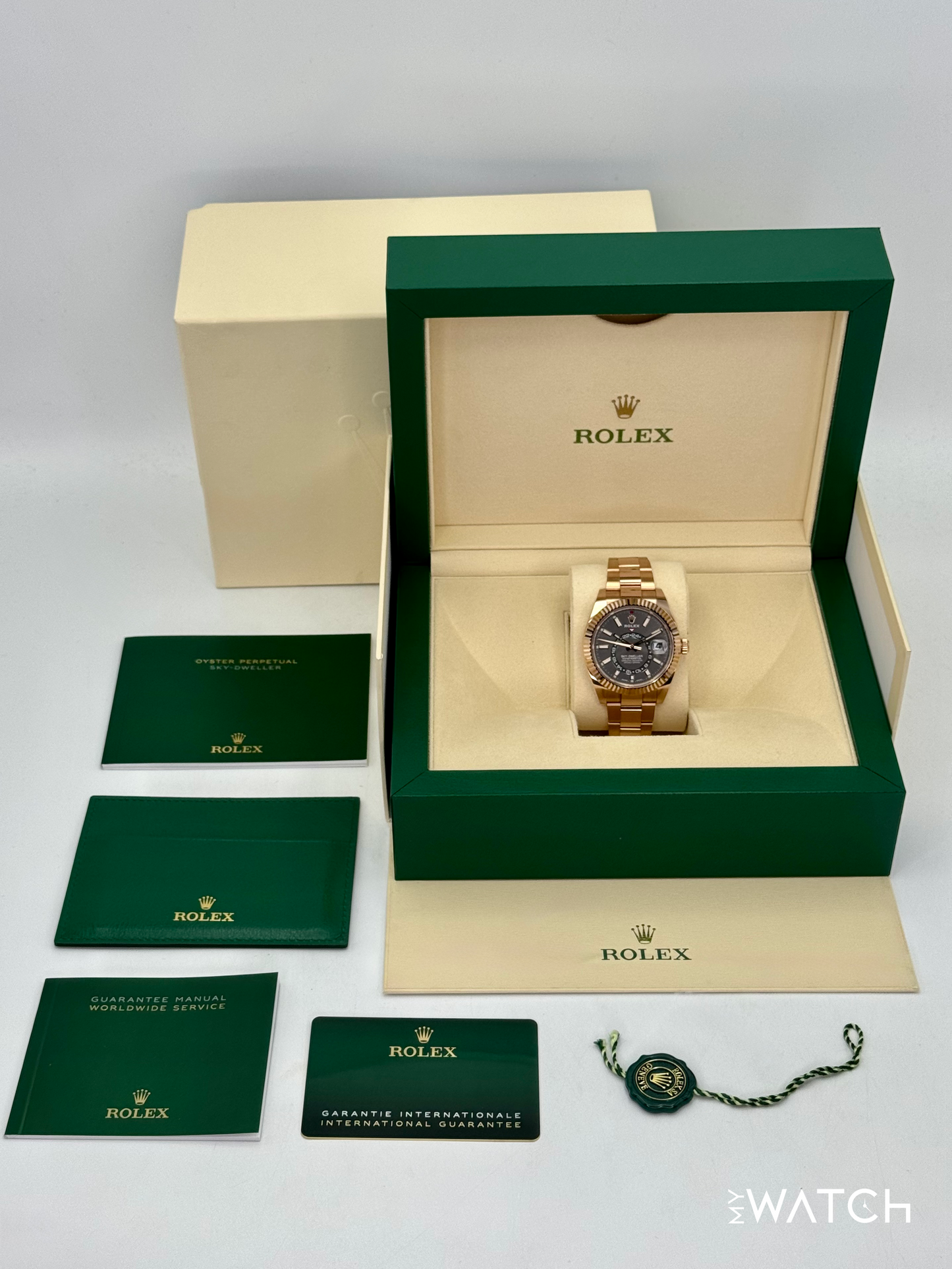 2023 Rolex Sky-Dweller 42mm 326935 Rose Gold Oyster Rhodium Dial - MyWatchLLC