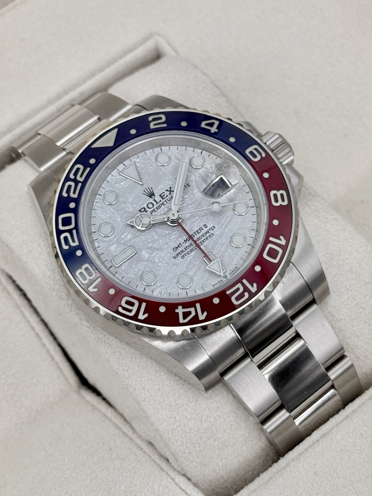 2023 Rolex GMT-Master II Pepsi 40mm 126719BLRO White Gold Oyster Meteorite Dial