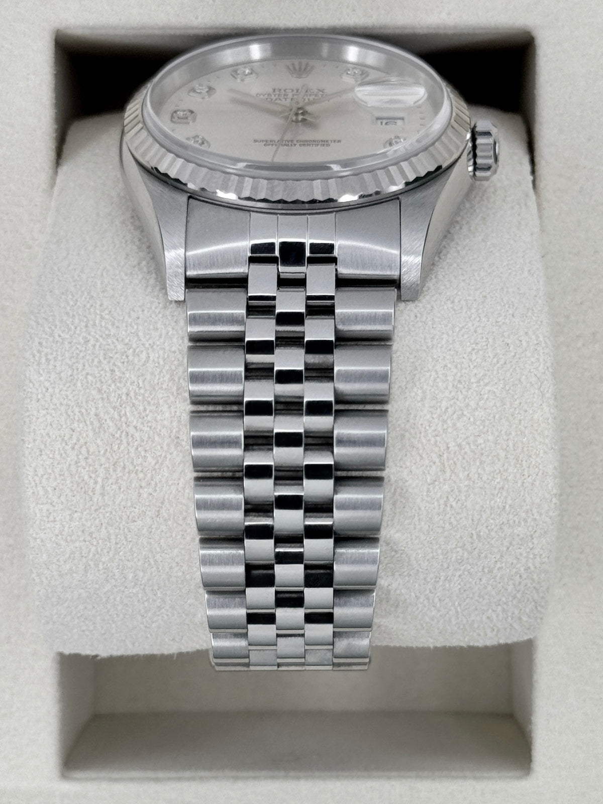 2004 Rolex Datejust 36mm 16234 Stainless Steel Jubilee Silver Diamond Dial (Collectors Set)