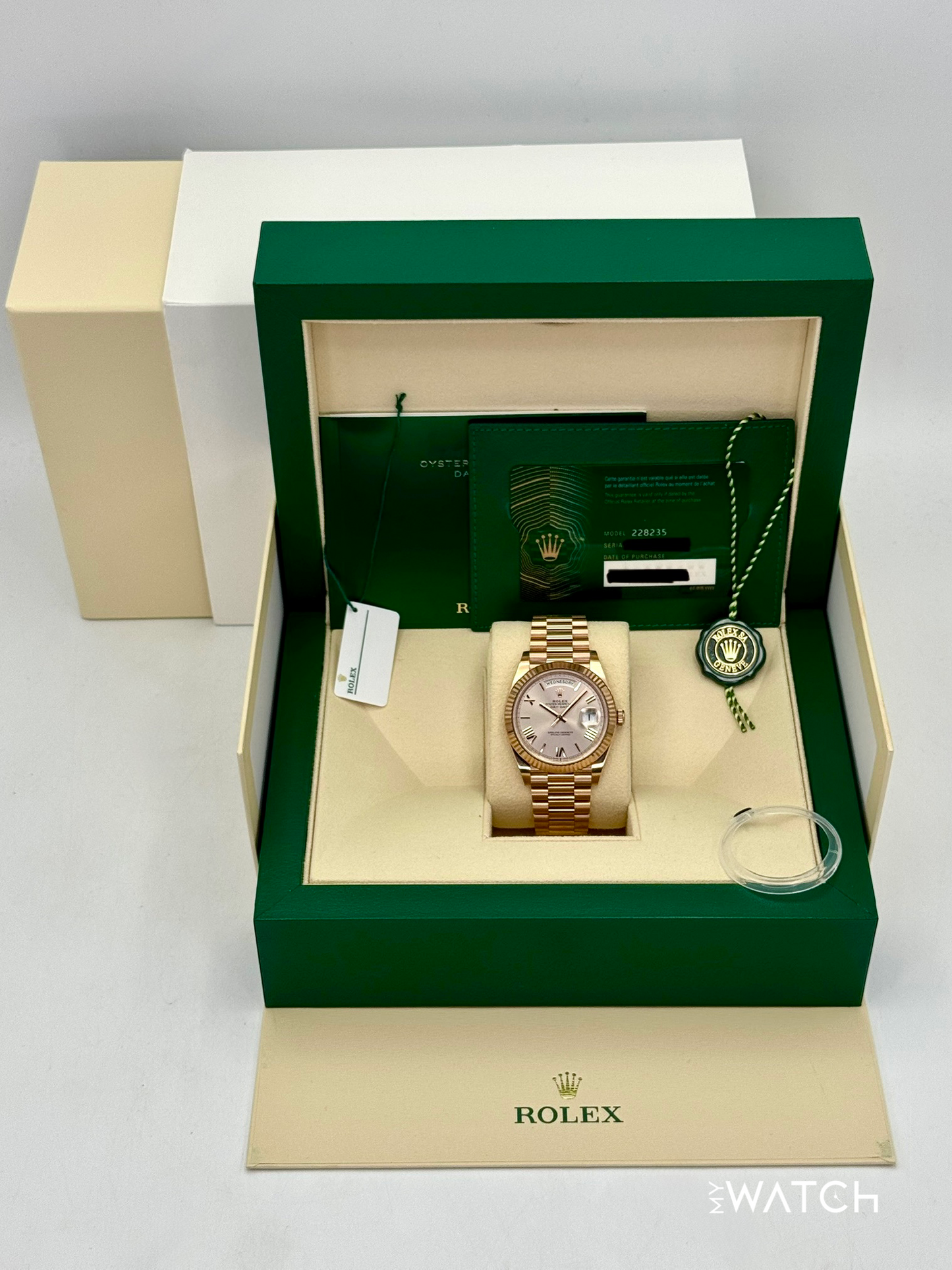 2023 Rolex Day-Date 40mm 228235 Presidential Rose Gold Sundust Dial