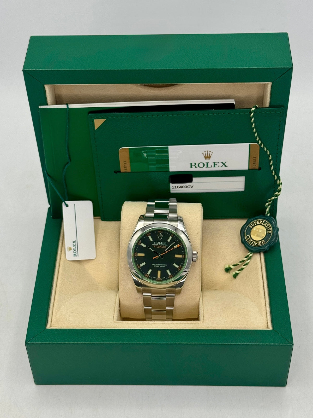 2018 Rolex Milgauss 40mm 116400GV Stainless Steel Black Dial