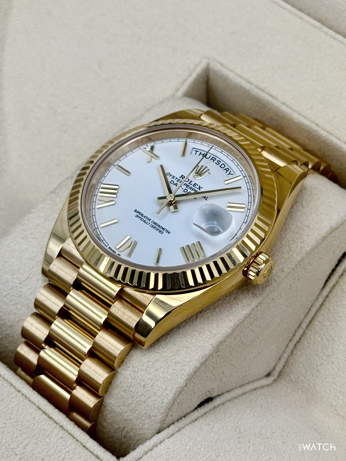 2022 Rolex Day-Date 40mm 228238 Presidential White Dial - MyWatchLLC