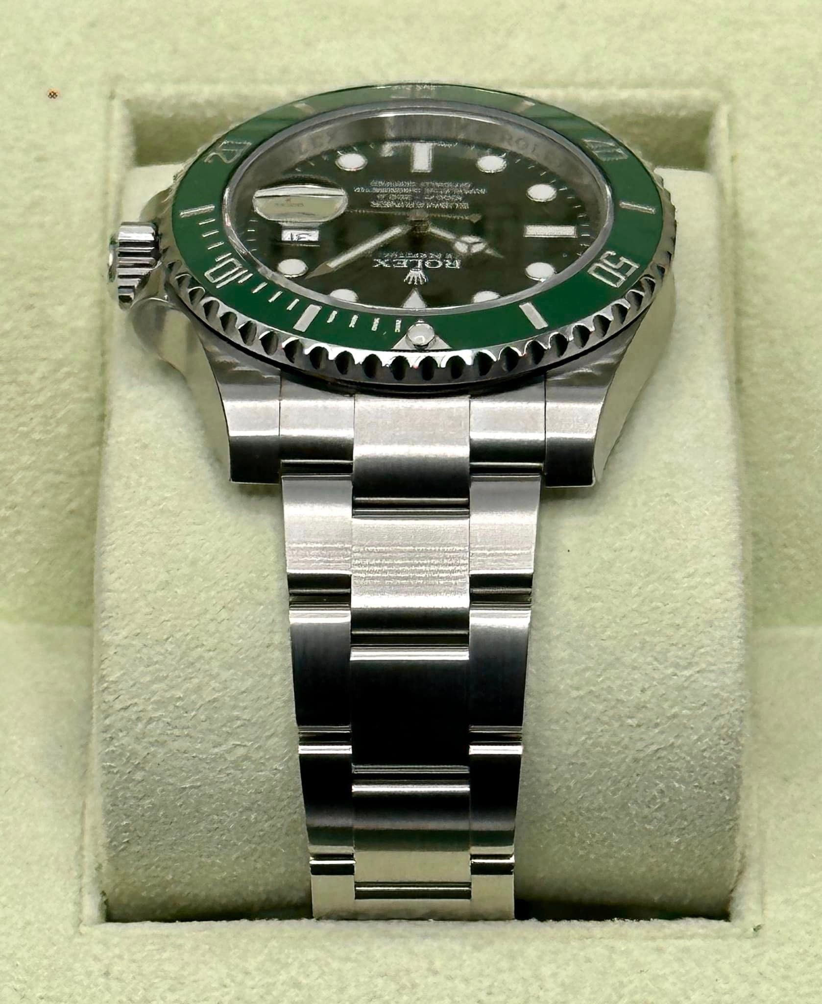 New Old Stock 2014 Rolex Submariner "Hulk" 116610LV Green Dial - MyWatchLLC