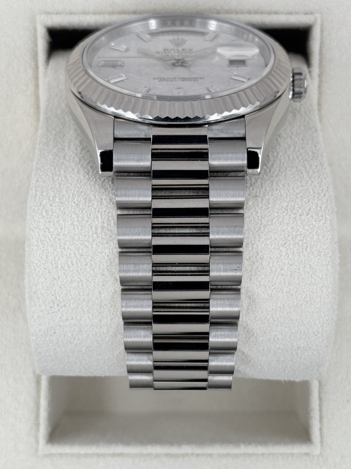 2023 Rolex Day-Date 40mm 228239 Presidential White Gold Meteorite Diamond Dial (CPO)
