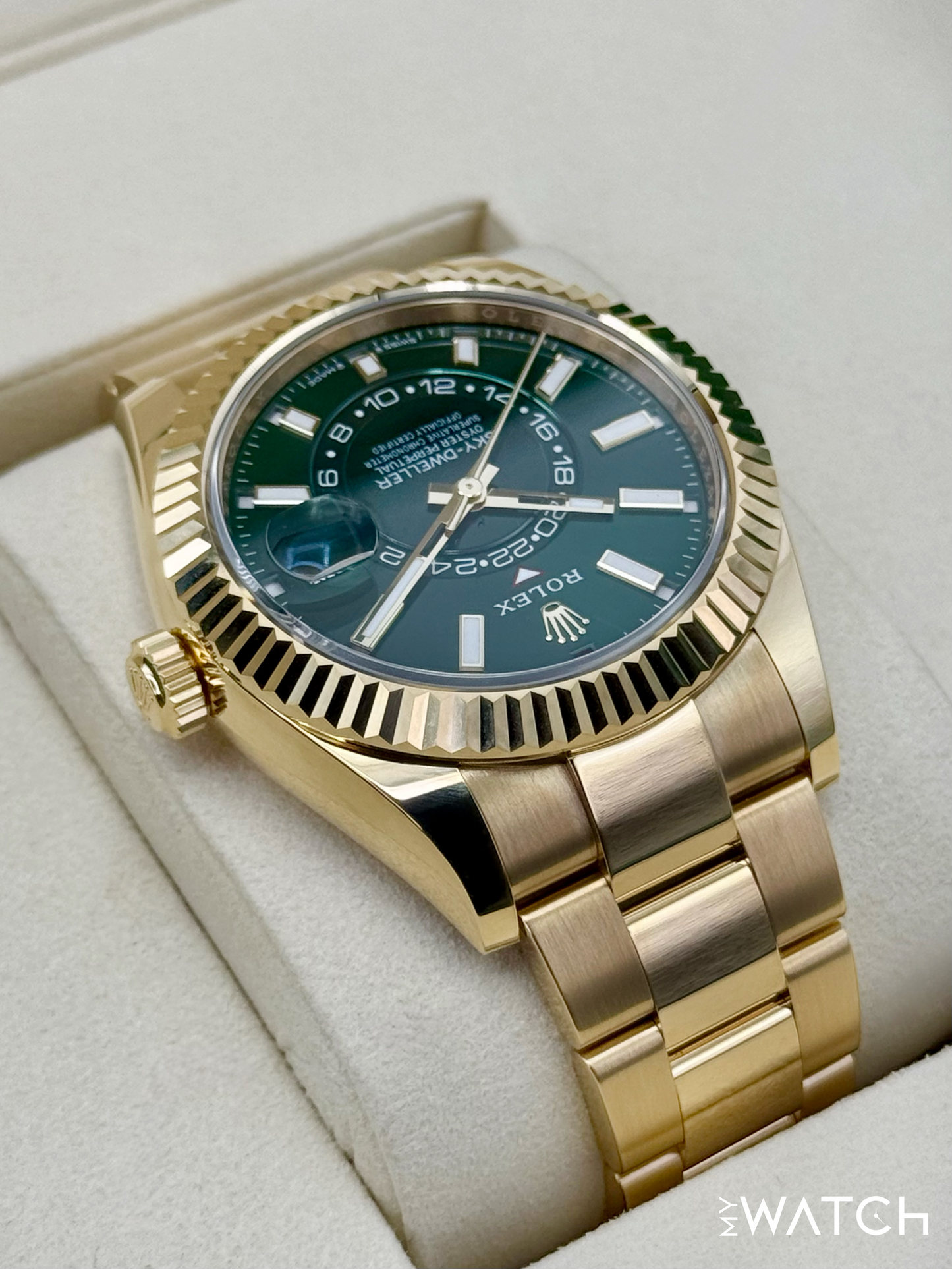 NEW 2025 Rolex Sky-Dweller 42mm 336938 Yellow Gold Oyster Green Dial