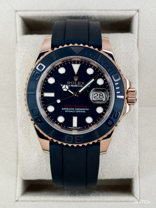 2019 Rolex Yacht-Master 40mm 116655 Rose Gold Oysterflex Black Dial - MyWatchLLC