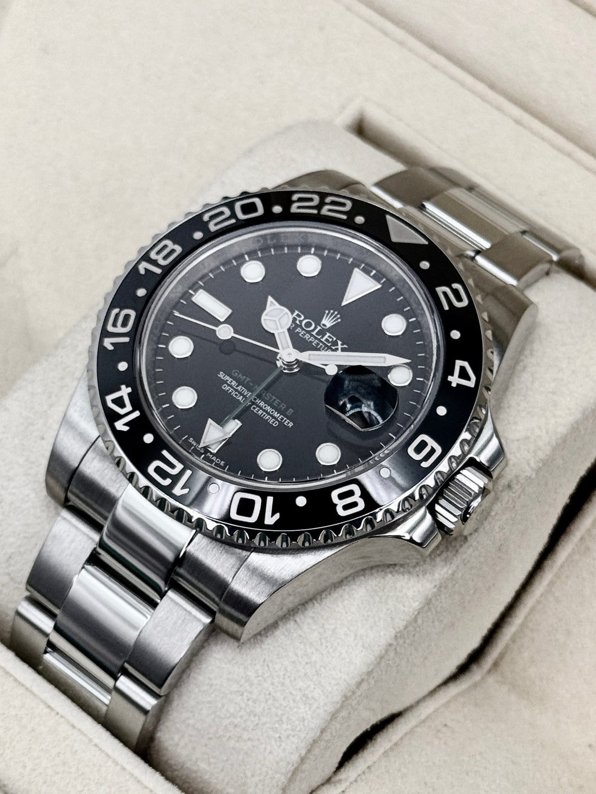 2016 est. Rolex GMT-Master II 40mm 116710LN Stainless Steel Black Dial