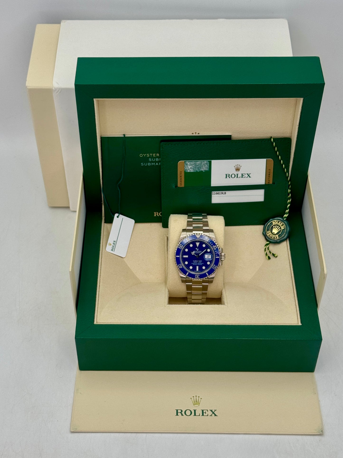 2016 Rolex Submariner Smurf 40mm 116619LB White Gold Blue Dial