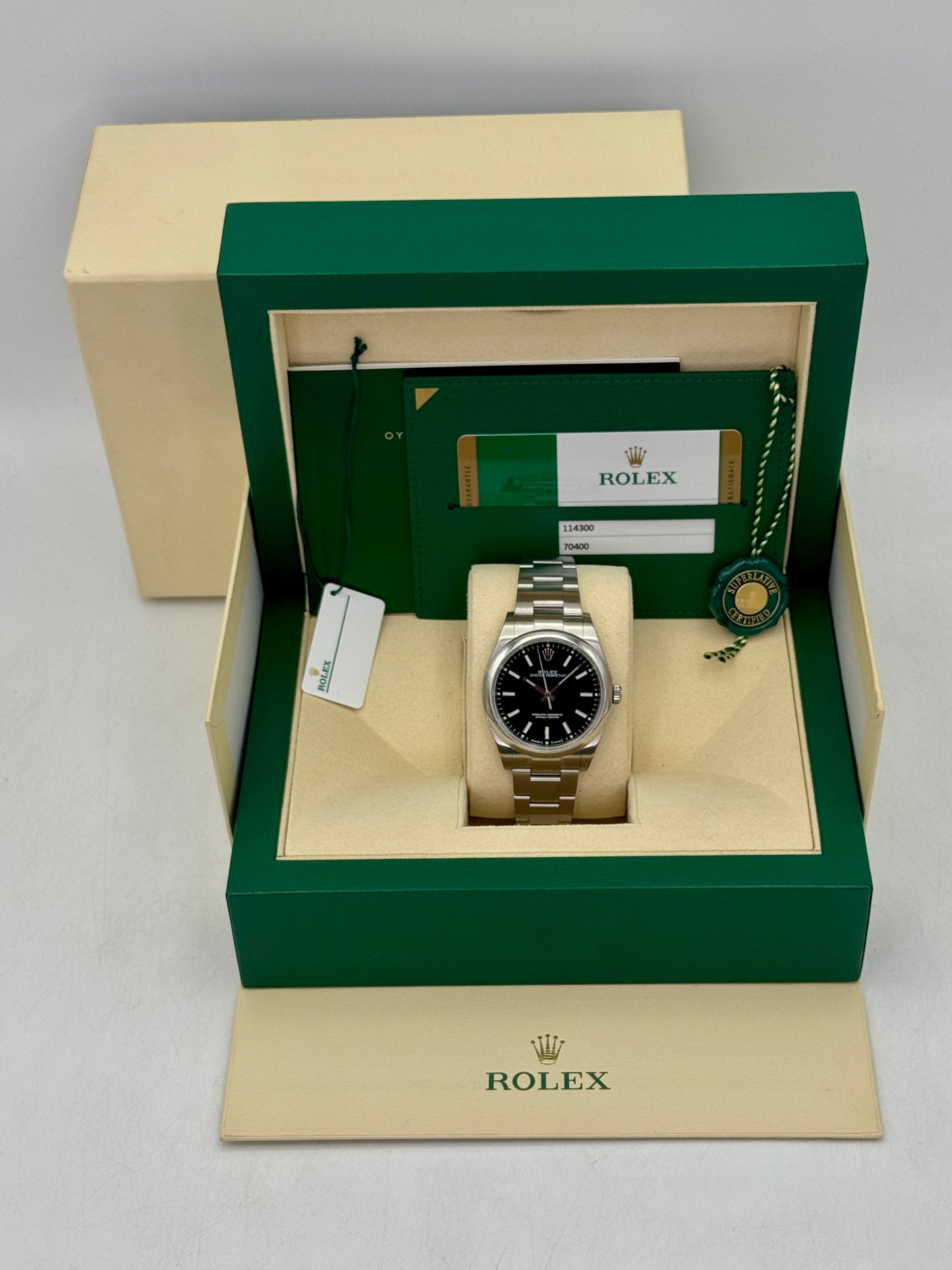 2019 Rolex Oyster Perpetual 39mm 114300 Stainless Steel Black Dial