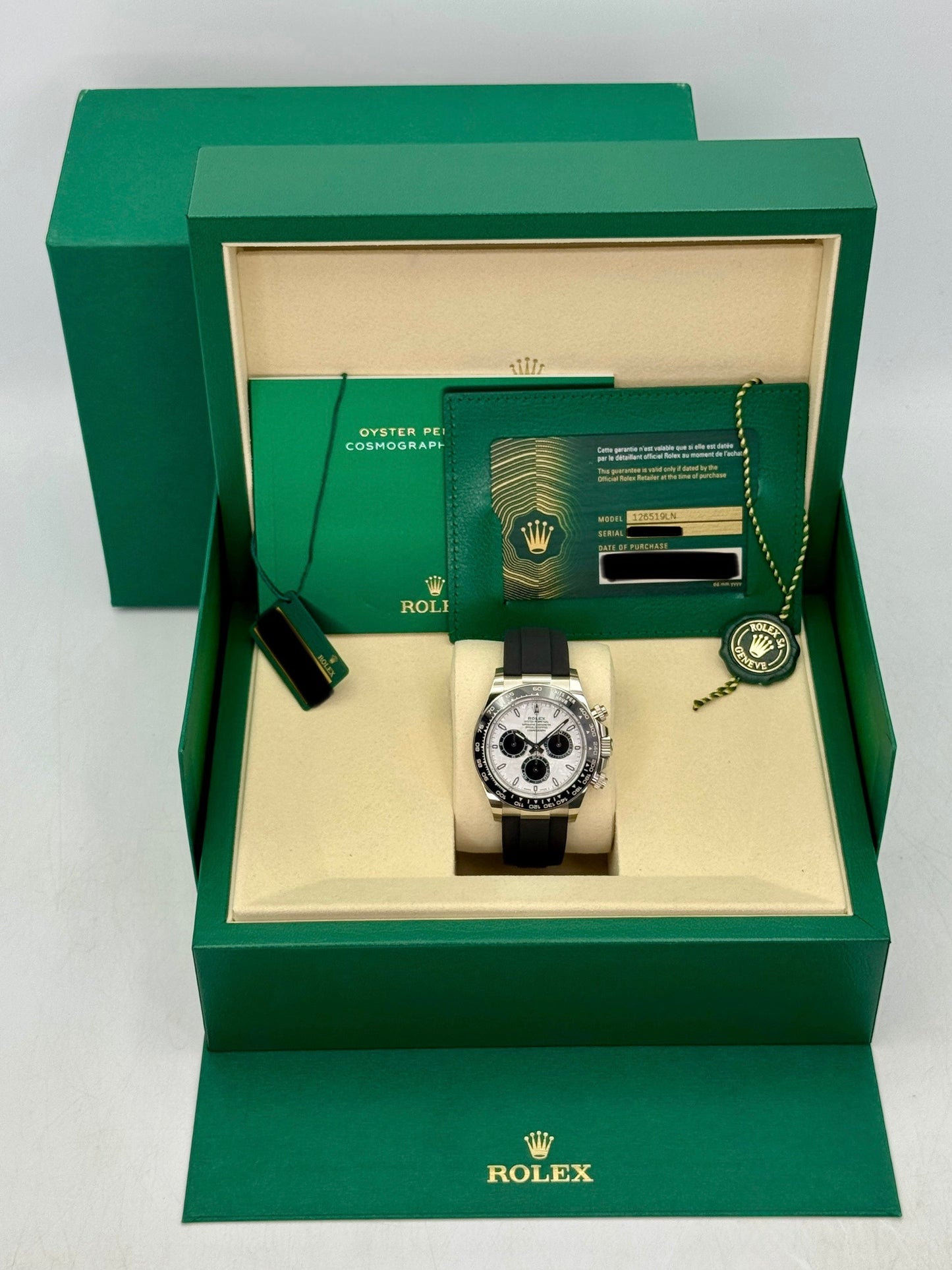 NEW 2026 Rolex Daytona 40mm 126519LN White Gold Oysterflex Meteorite Dial (NEW STYLE CARD)