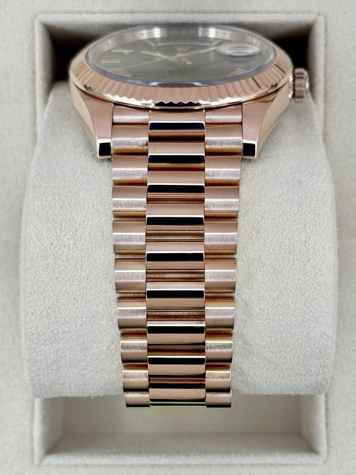 2021 Rolex Day-Date 40mm 228235 Presidential Rose Gold Olive Green Dial