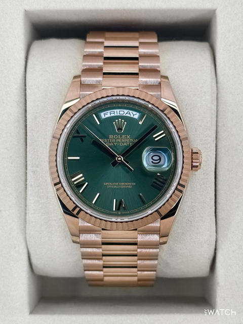 NEW 2026 Rolex Day-Date 36mm 128235 Presidential Rose Gold Olive Green Dial