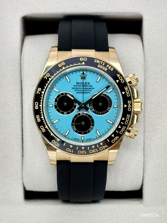 NEW 2026 Rolex Daytona 40mm 126518LN Yellow Gold Oysterflex Turquoise Dial (STICKERED) - MyWatchLLC