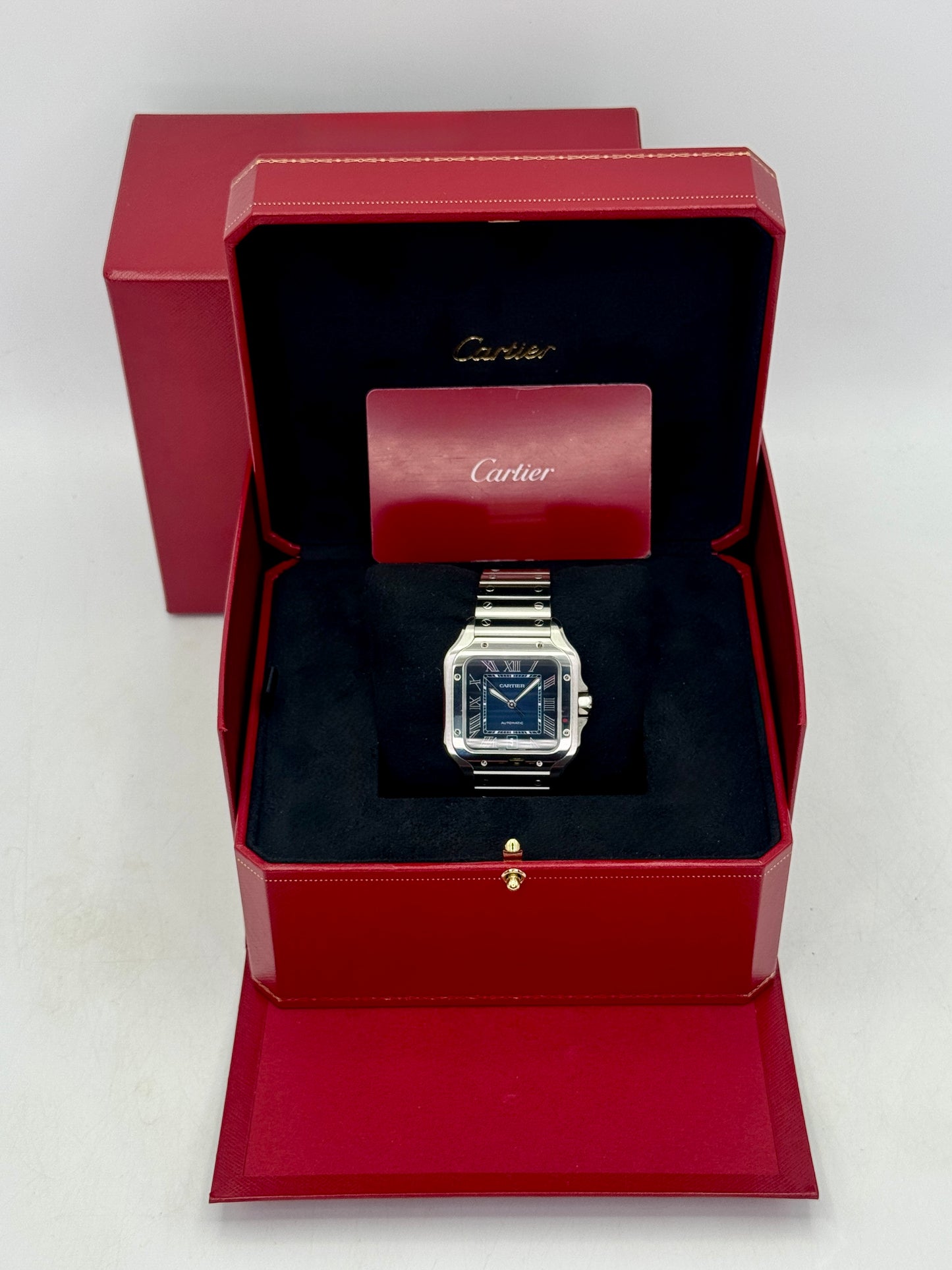 2022 Cartier Santos De Cartier 39.8mm WSSA0030 Stainless Steel Blue Dial