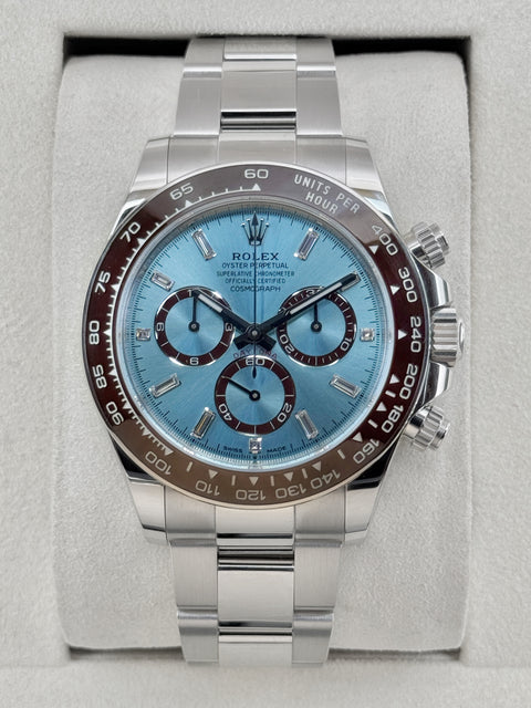 NEW 2025 Rolex Daytona 40mm 126506 Platinum Ice-Blue Diamond Baguette Dial