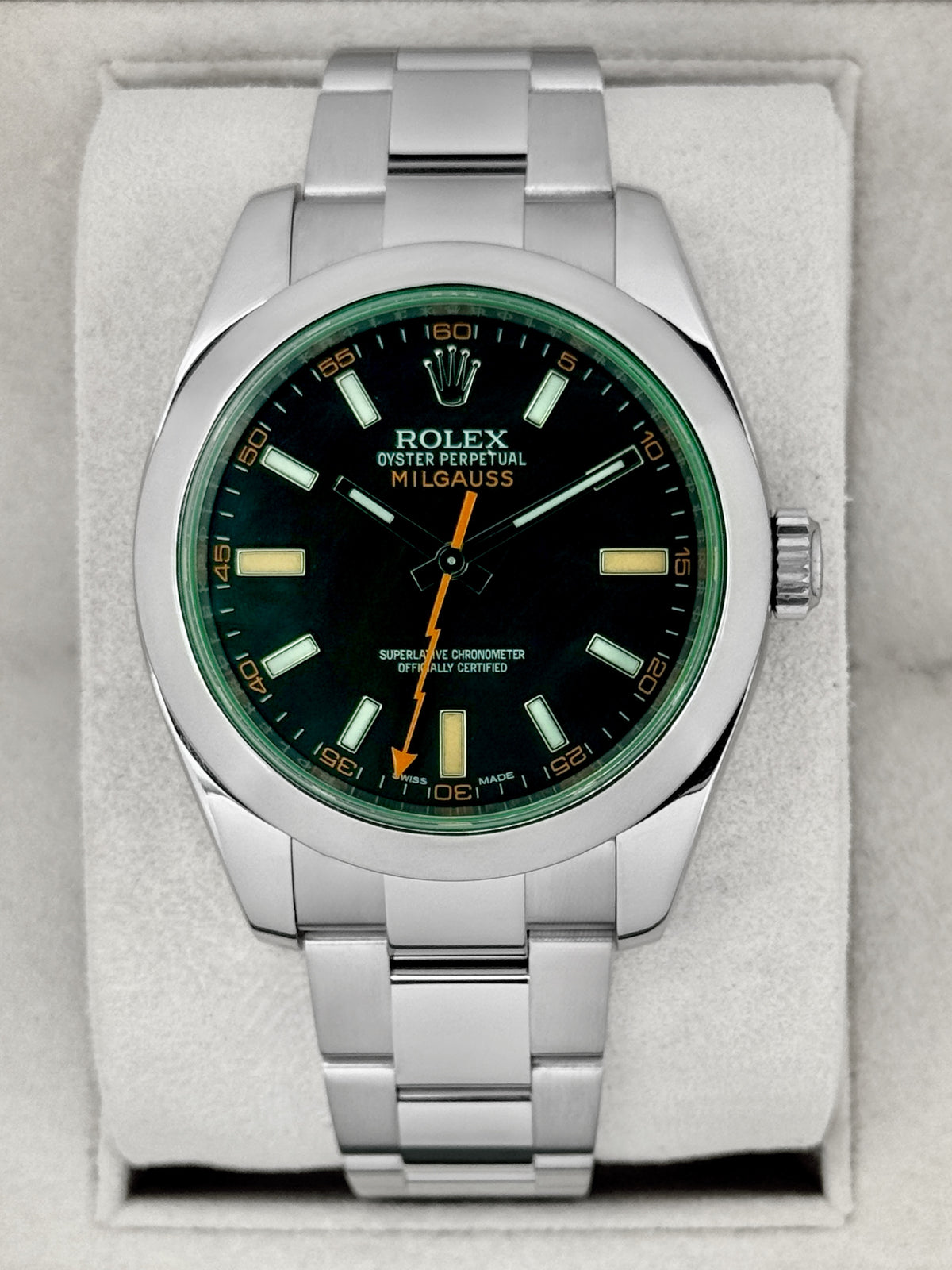 2018 Rolex Milgauss 40mm 116400GV Stainless Steel Black Dial