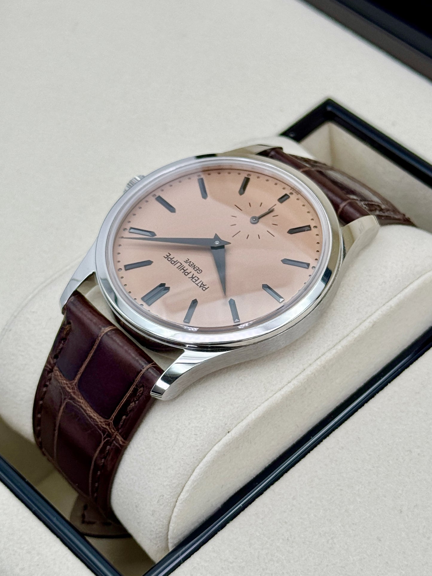 2026 Patek Philippe Calatrava 38mm 6196P Platinum Rose Gilt Opaline Dial