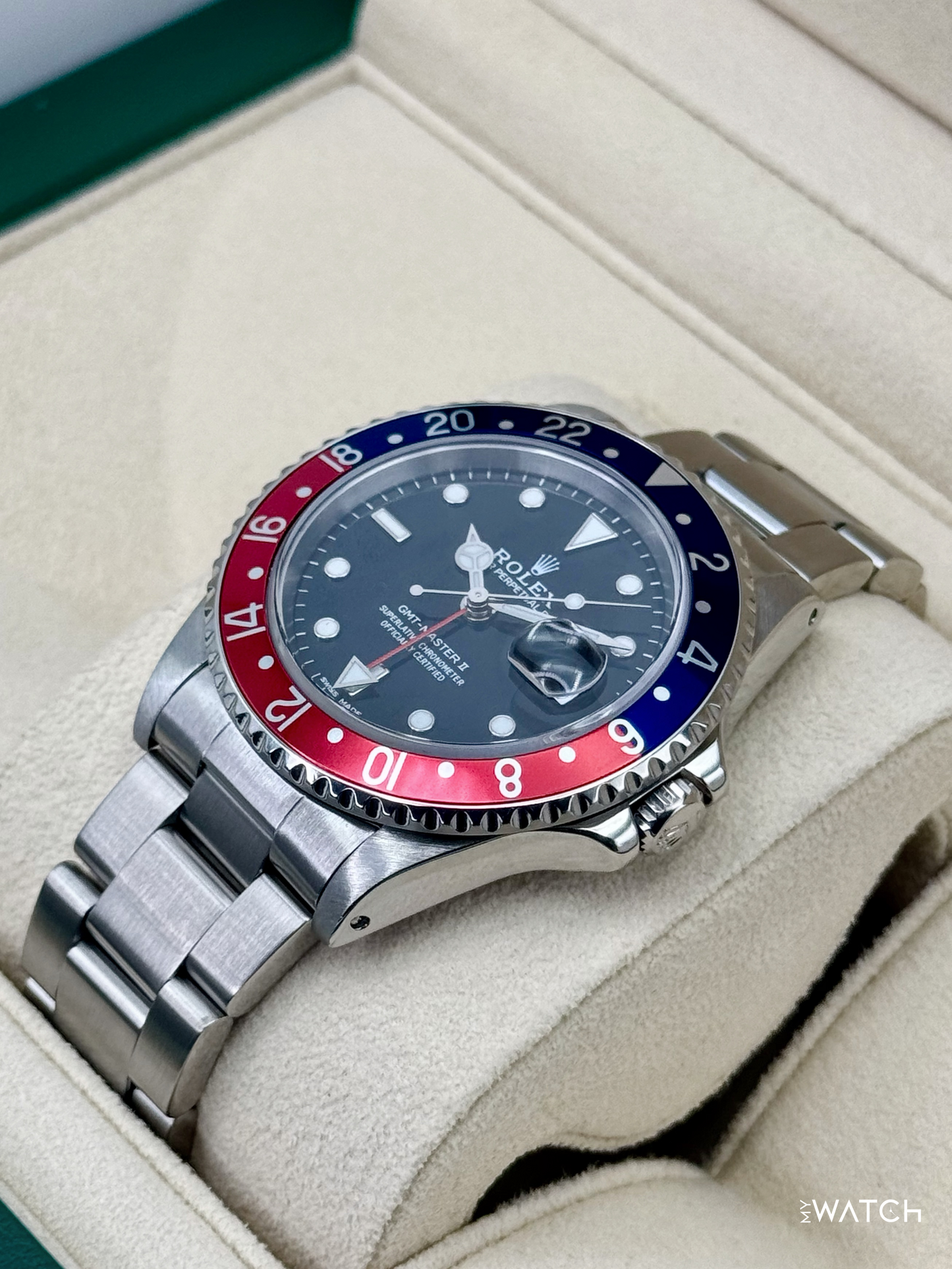 1997 Rolex GMT-Master II "Pepsi" 40mm 16710 Stainless Steel Oyster Black Dial - MyWatchLLC