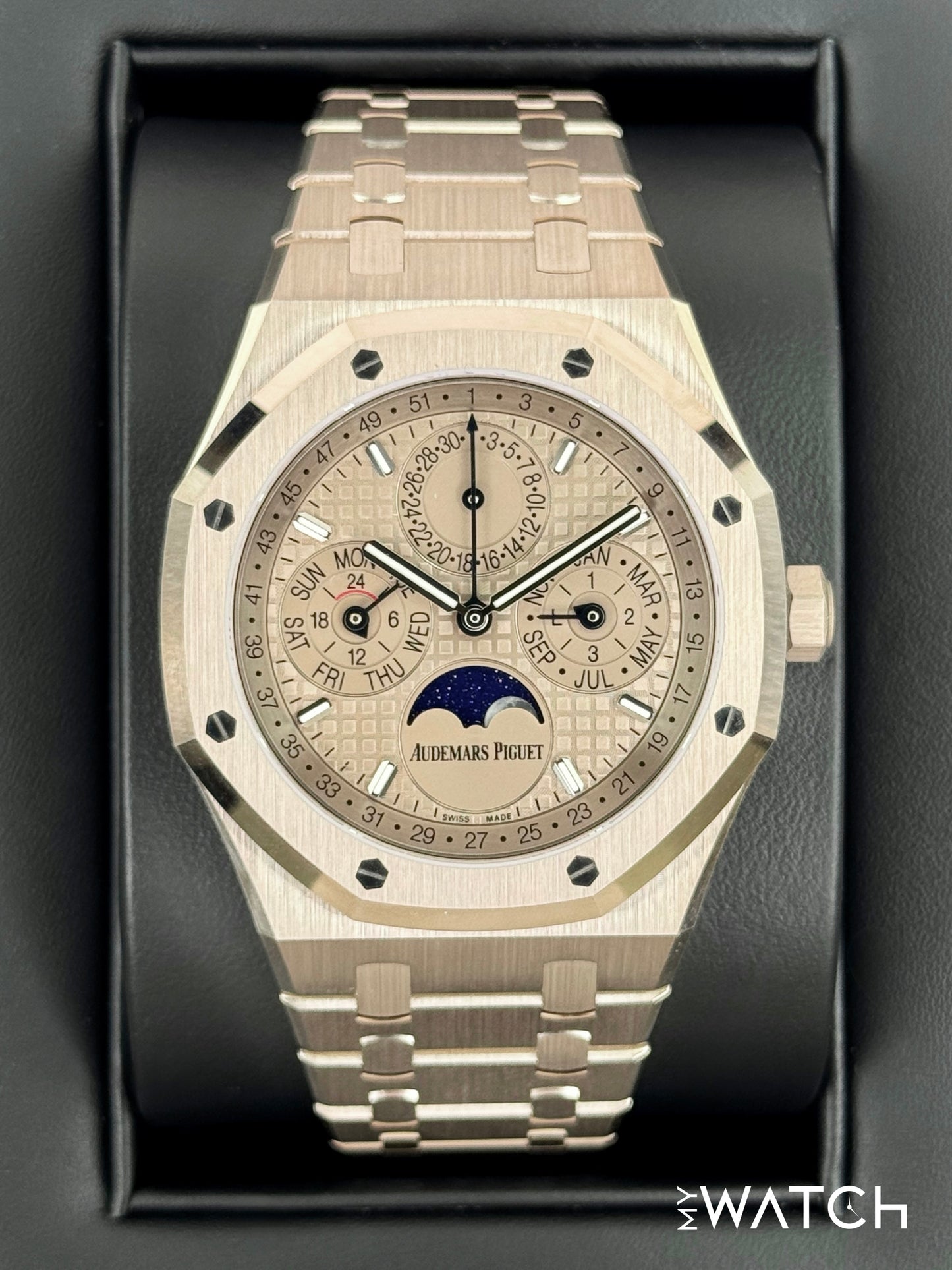 NEW 2025 Audemars Piguet Royal Oak 41mm 26674SG 18kt Sand Gold Perpetual Calendar