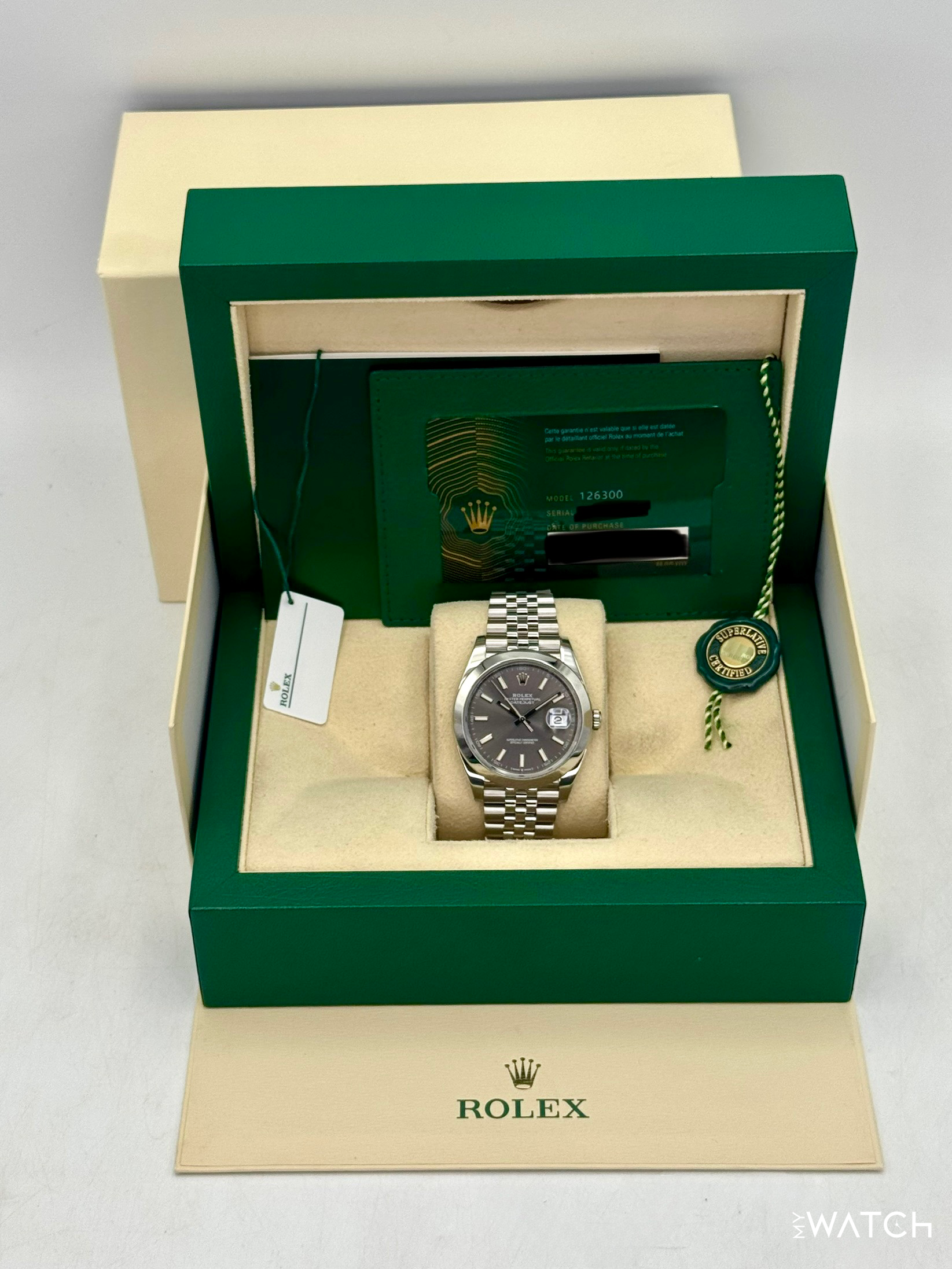 2023 Rolex Datejust 41mm 126300 Stainless Steel Jubilee Rhodium Dial - MyWatchLLC