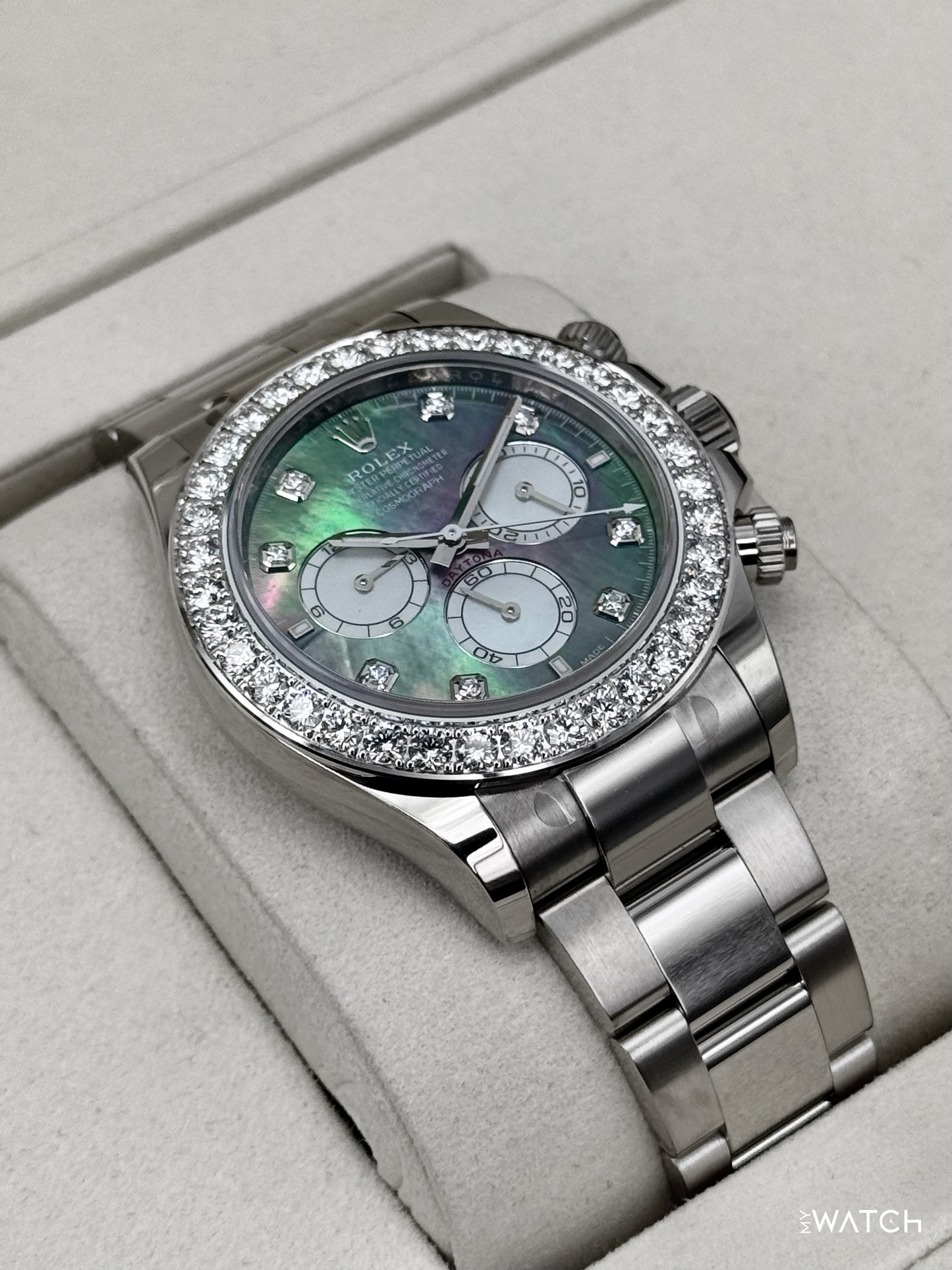 NEW 2025 Rolex Daytona 40mm 126579RBR Mother of Pearl Diamond Dial (STICKERED) - MyWatchLLC