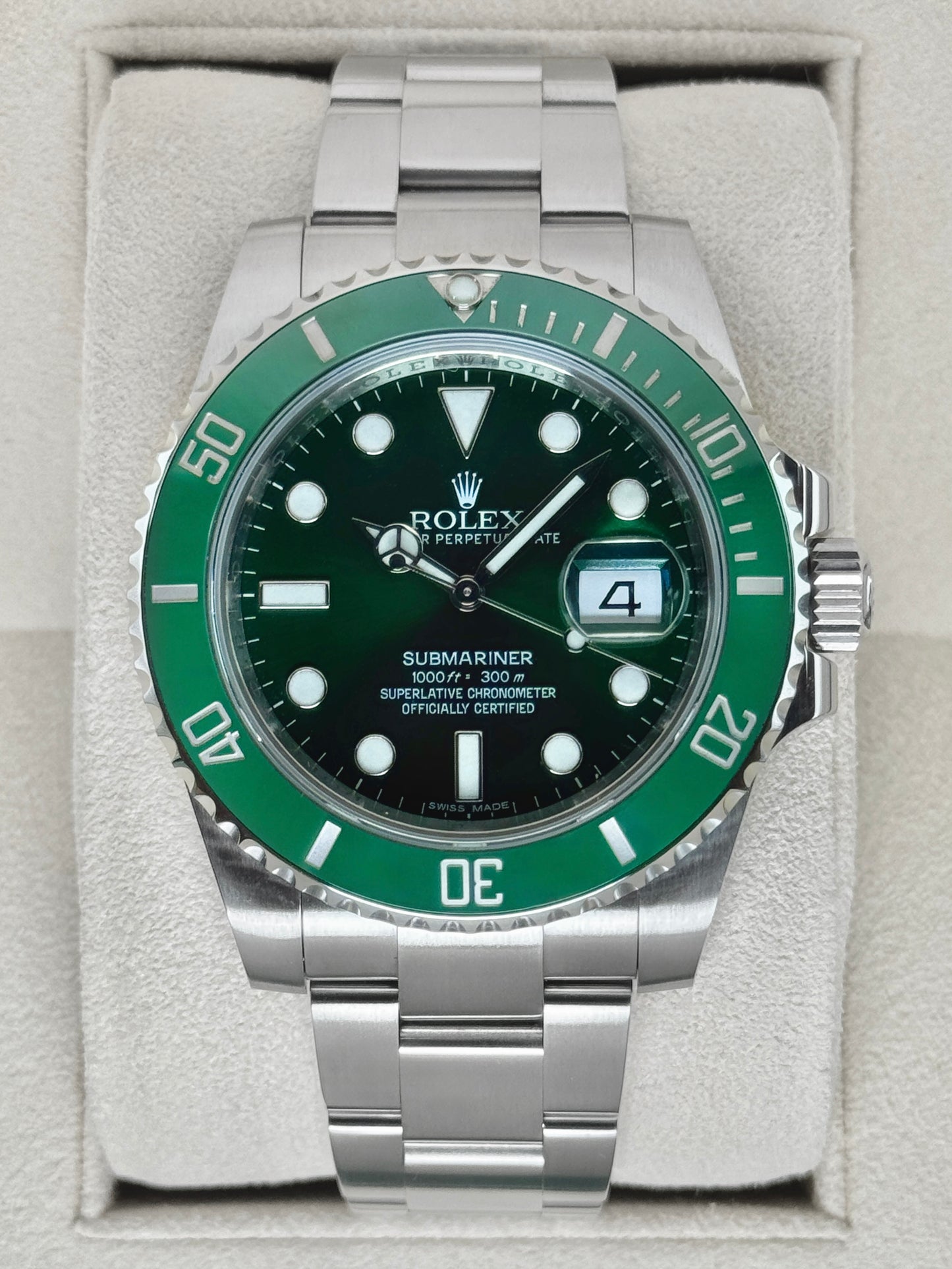 2016 Rolex Submariner Hulk 40mm 116610LV Green Dial