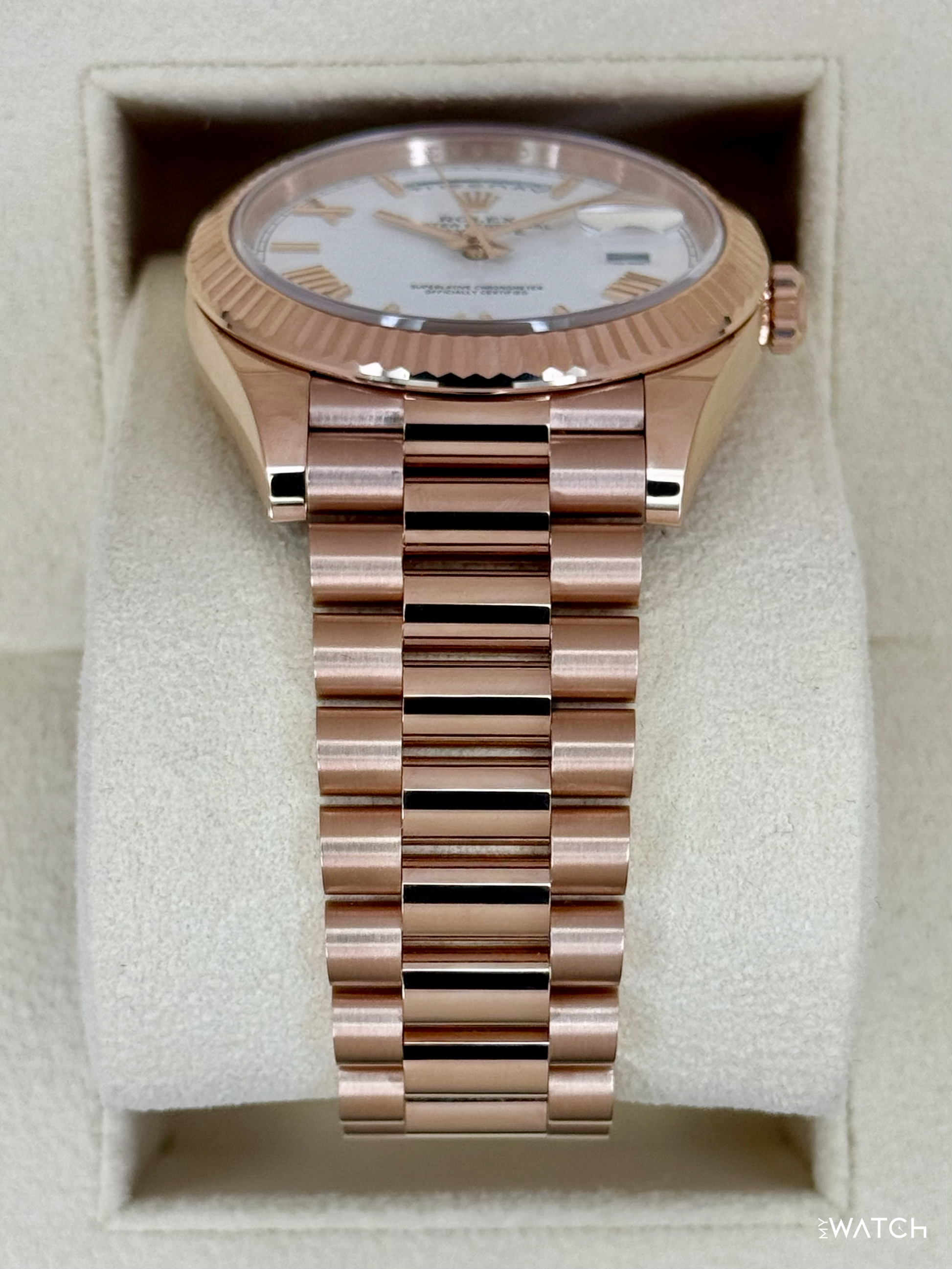 2024 Rolex Day-Date 228235 Presidential Rose Gold White Dial - MyWatchLLC