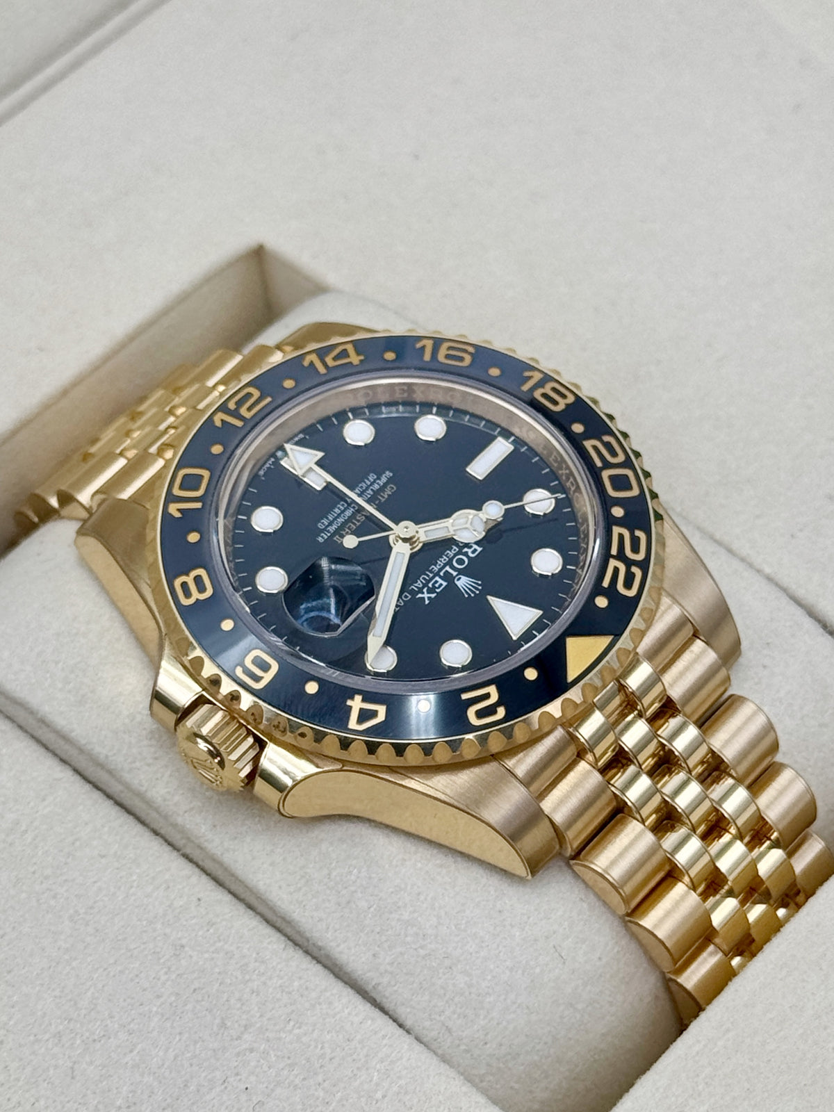 2025 Rolex GMT-Master II 40mm 126718GRNR Yellow Gold Jubilee Black Dial - MyWatchLLC