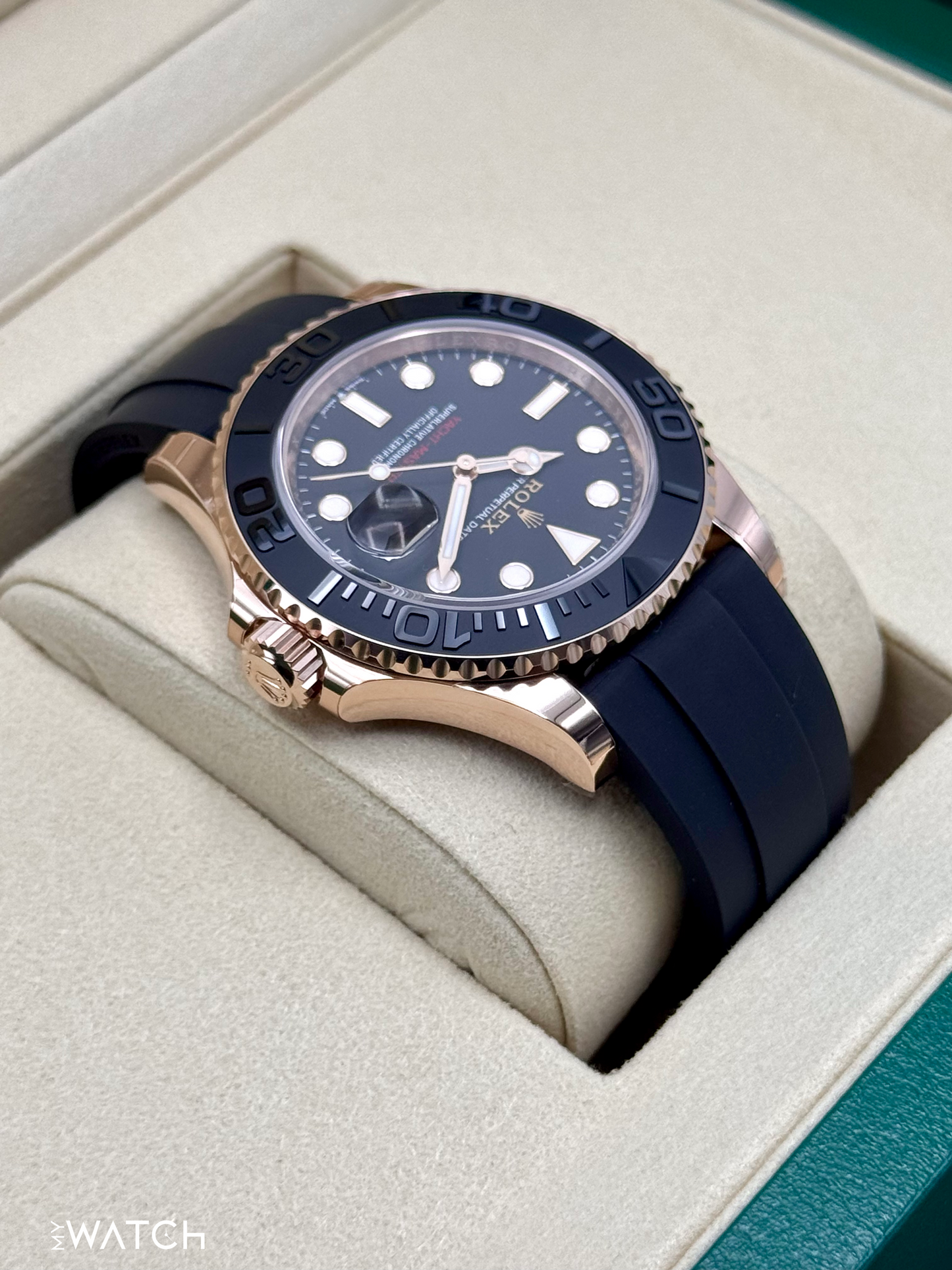 New 2025 Rolex Yacht-Master 40mm 126655 Rose Gold Oysterflex Black Dial